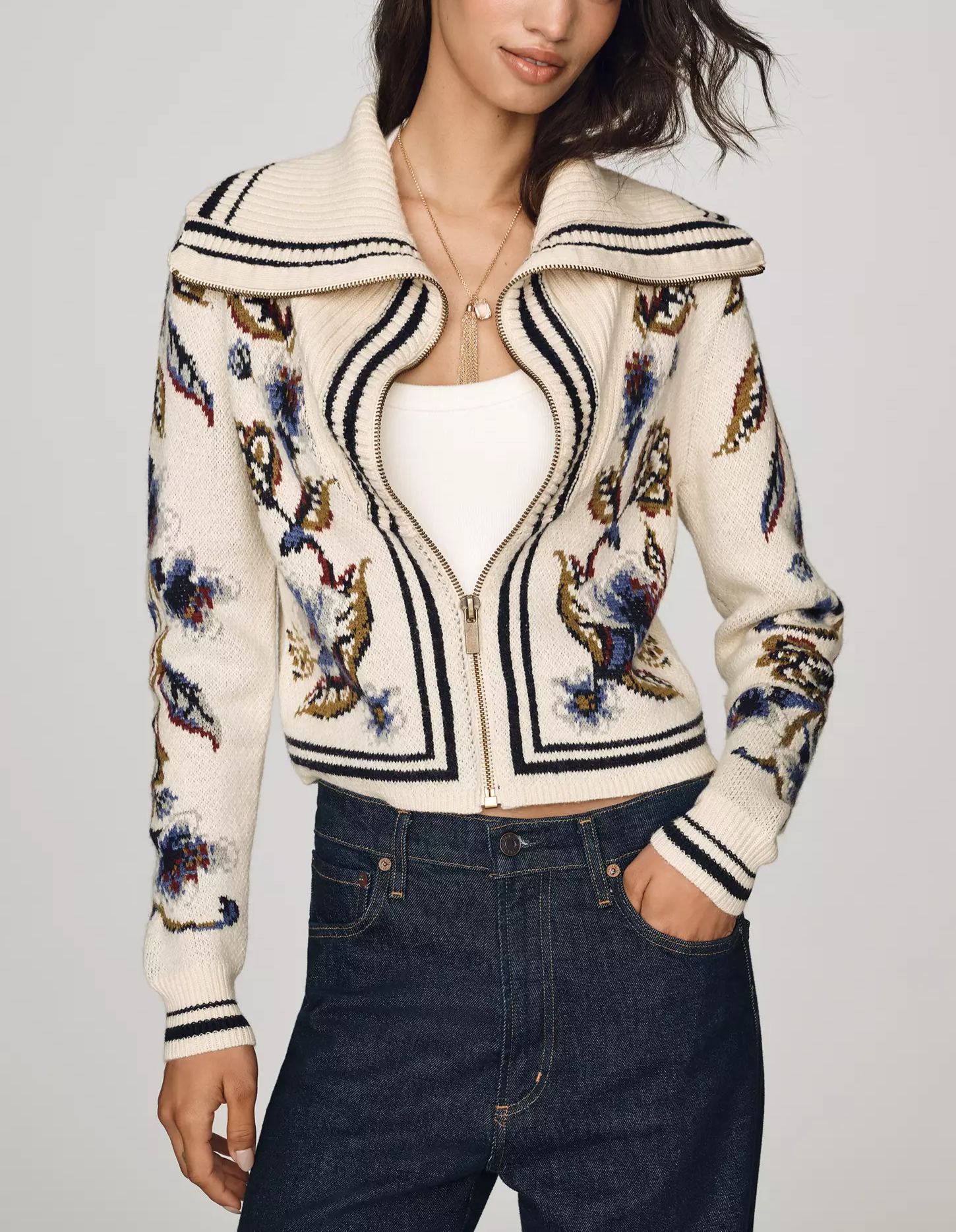Golden Nature Front Zip Cardigan
