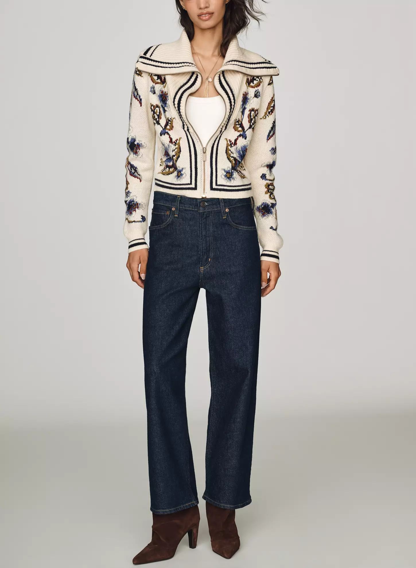 Golden Nature Front Zip Cardigan