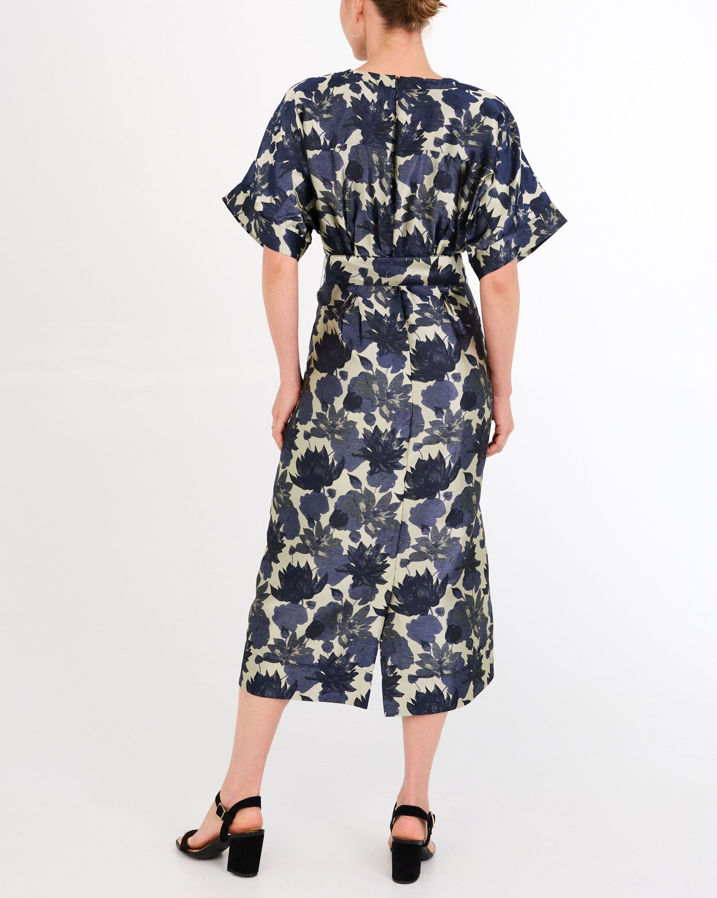 Evelyn Floral Silhouette Jacquard Dress