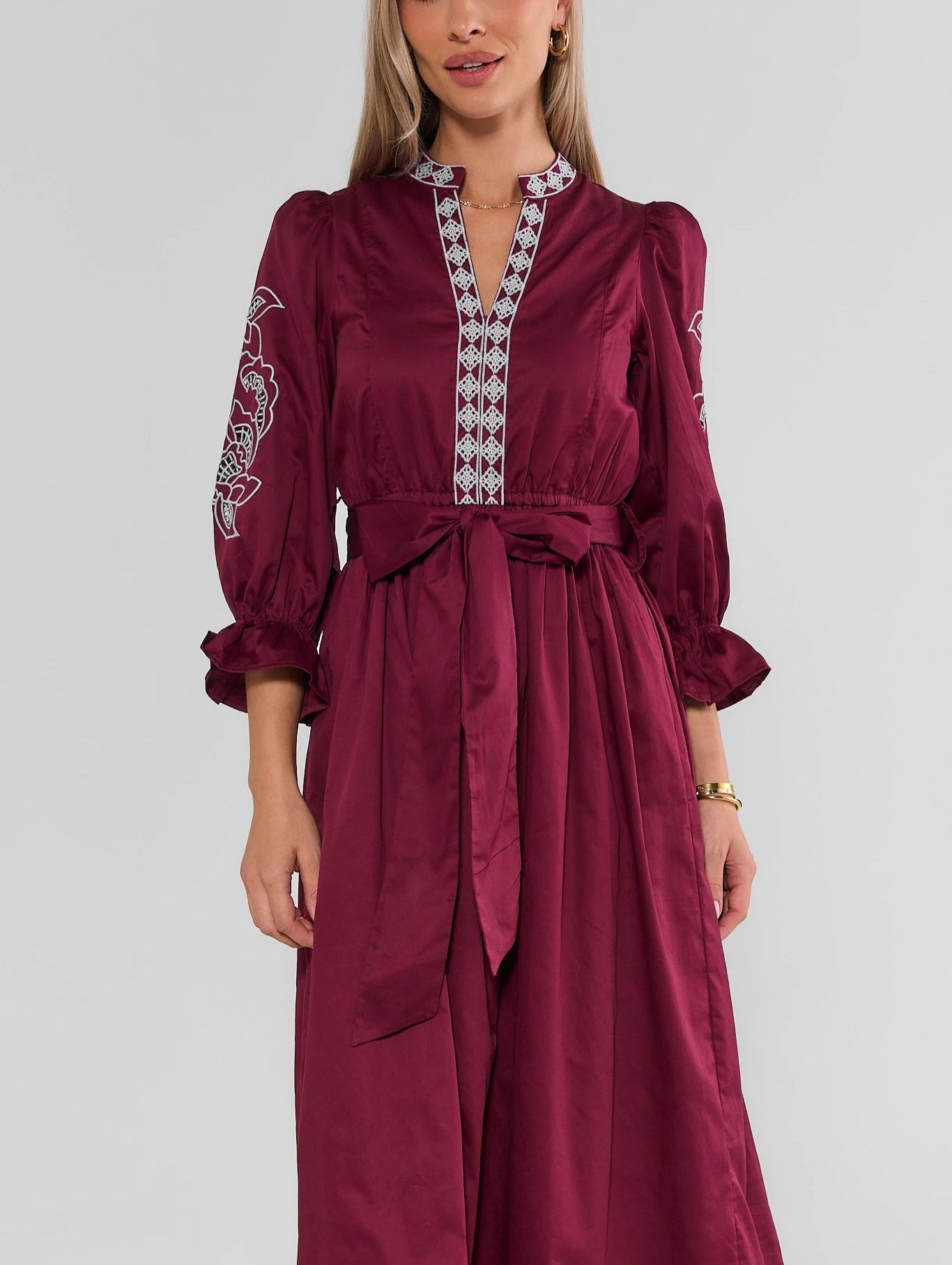 Deanna Embroidered Midi Dress