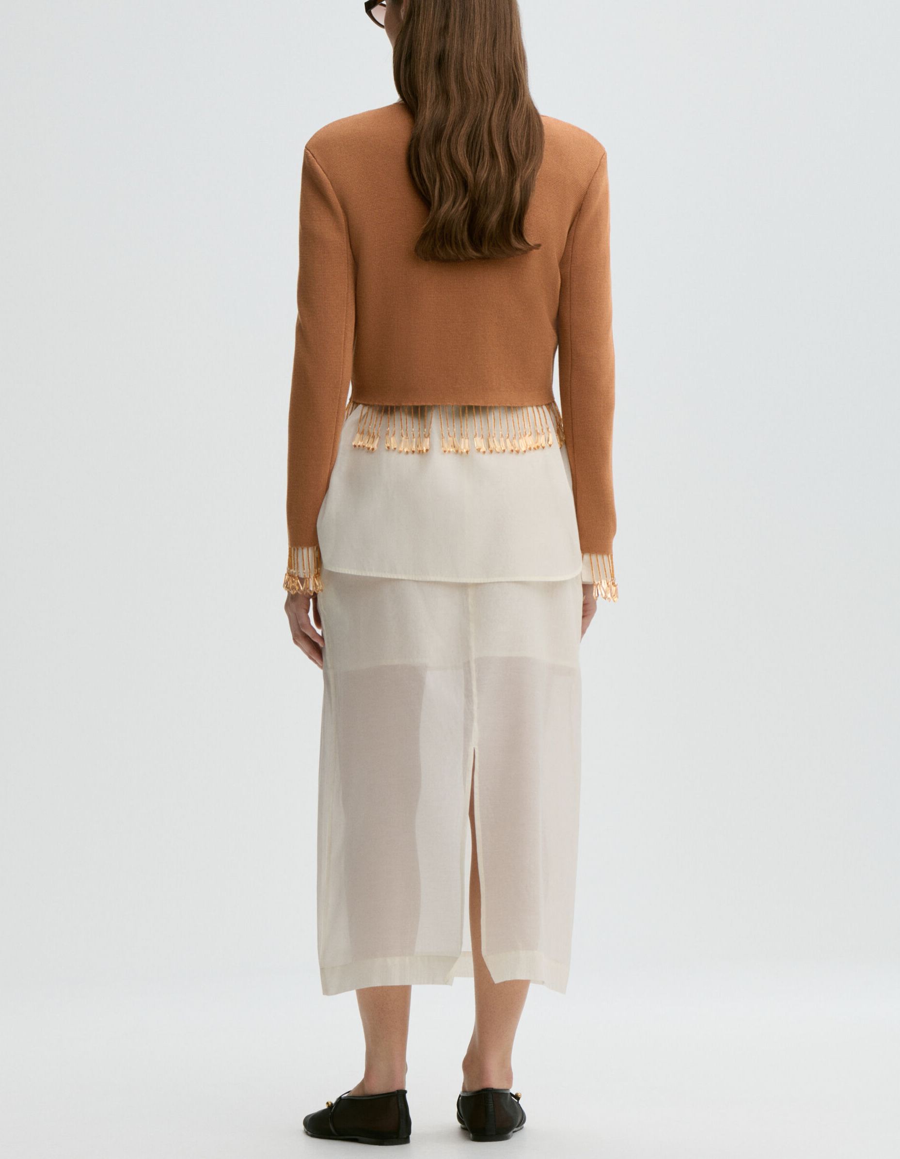 Beaded Fringe Cropped Cardigan