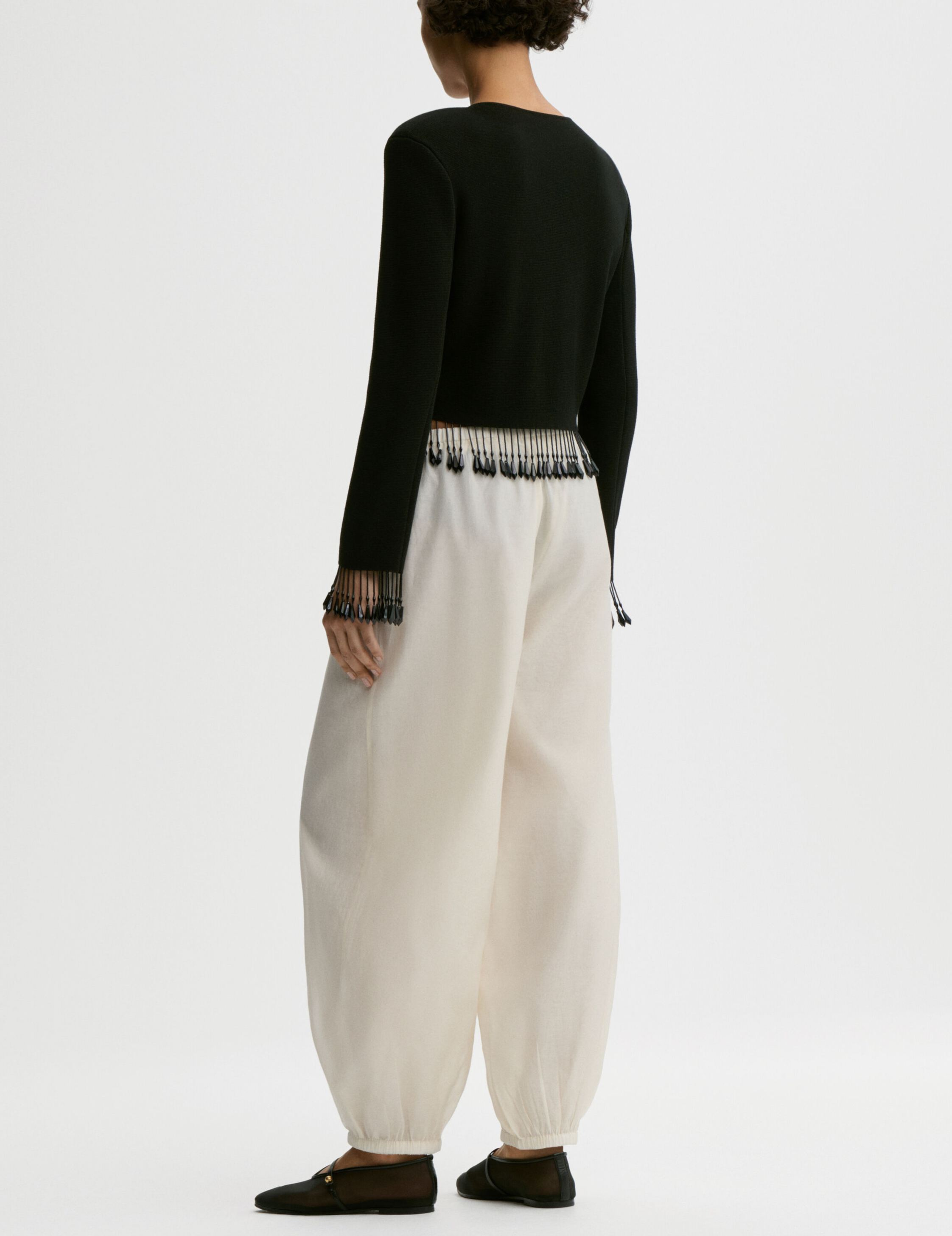 Beaded Fringe Cropped Cardigan