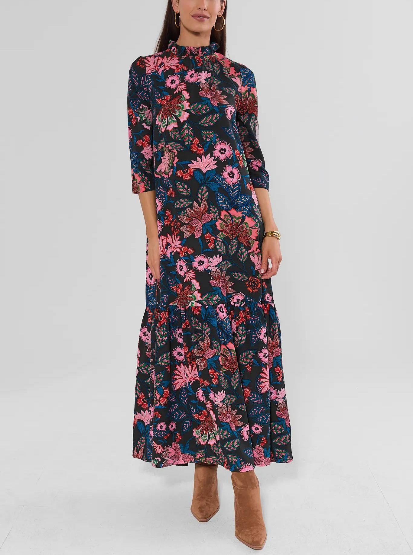 Navy Floral Printed Maxi Dress