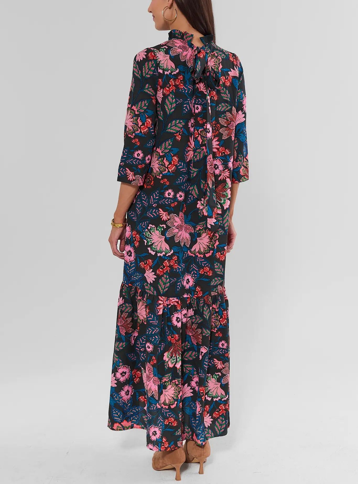 Navy Floral Printed Maxi Dress