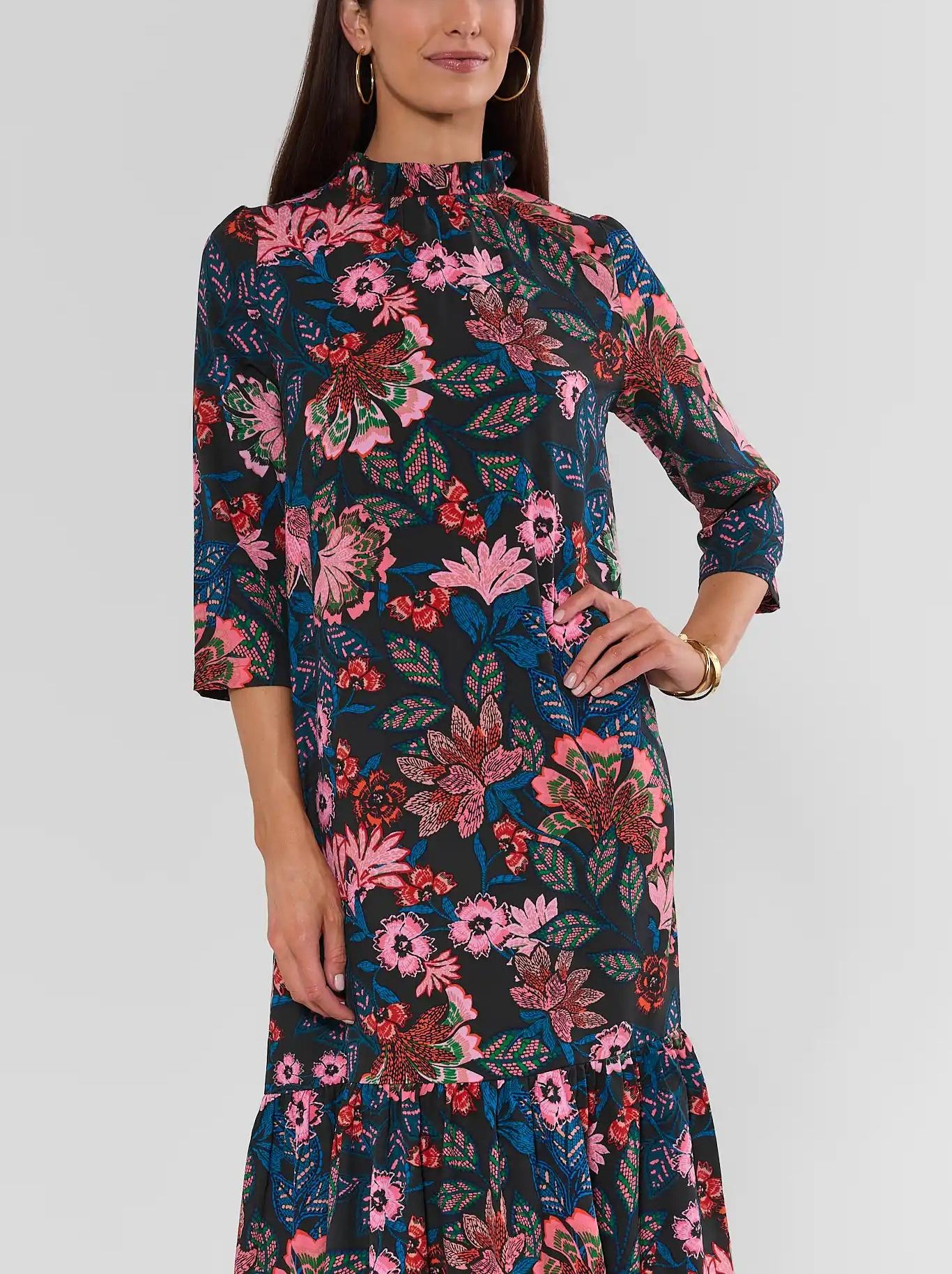 Navy Floral Printed Maxi Dress