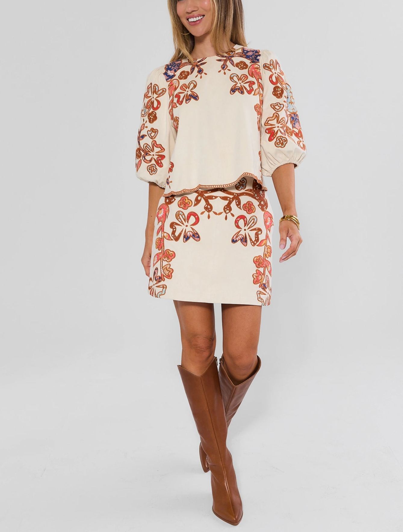 Ivory Faux Suede Set