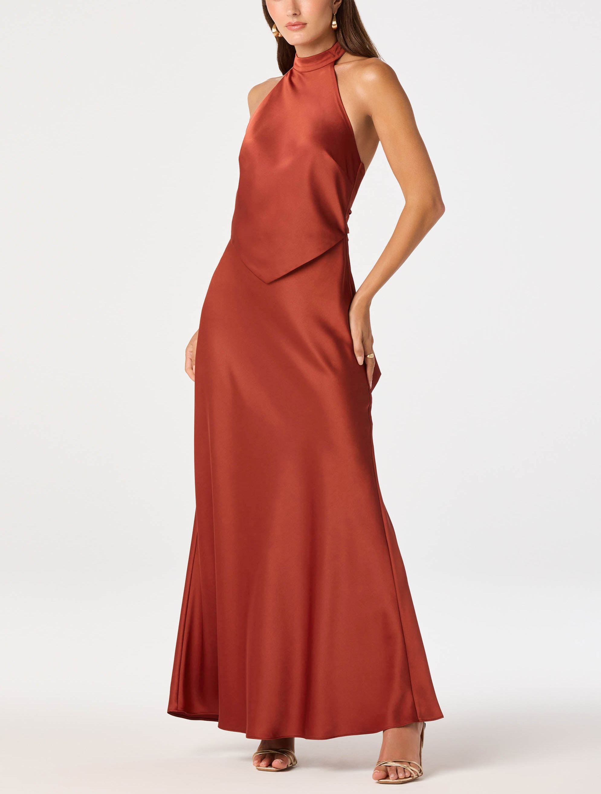 Satin Halter Maxi Dress