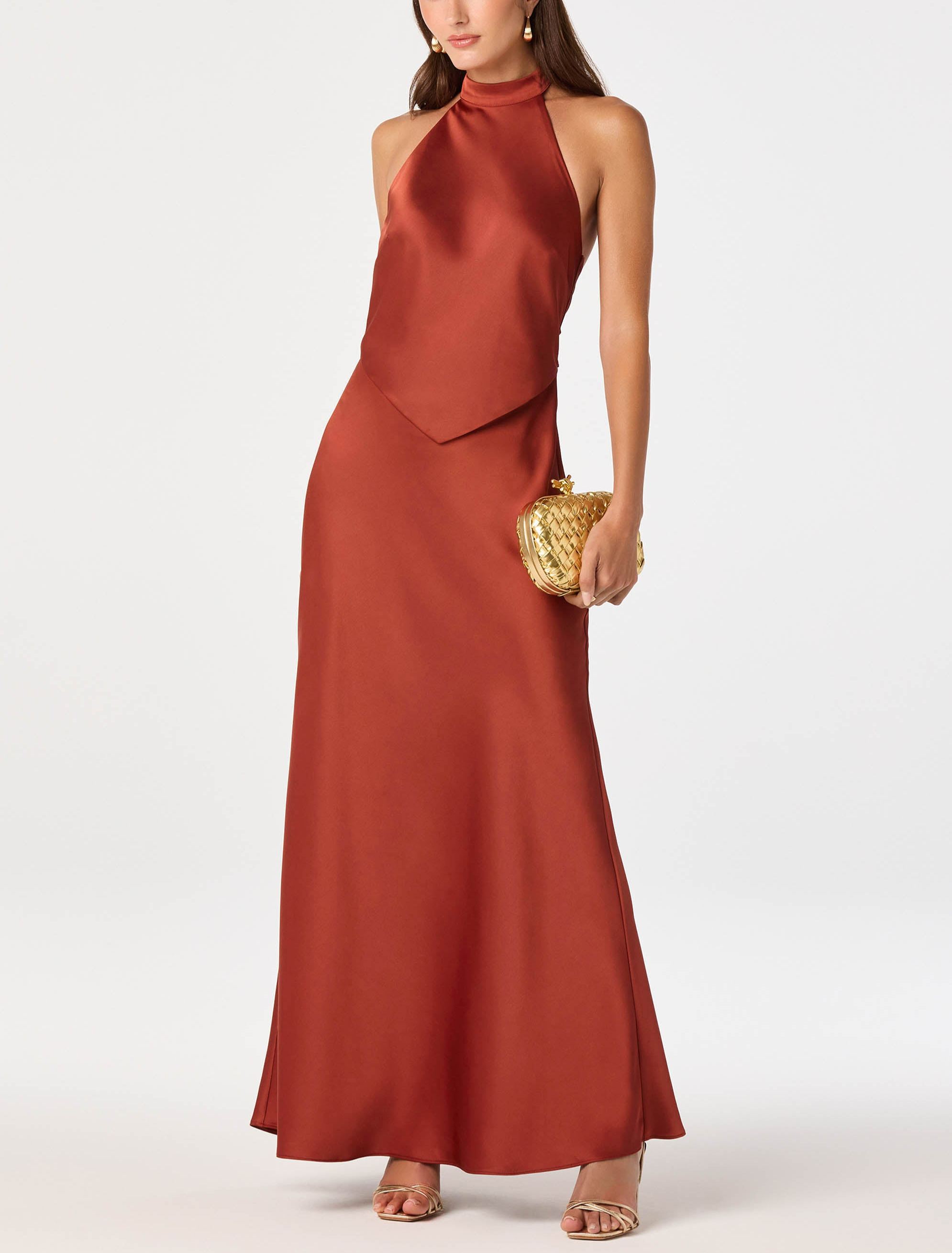 Satin Halter Maxi Dress