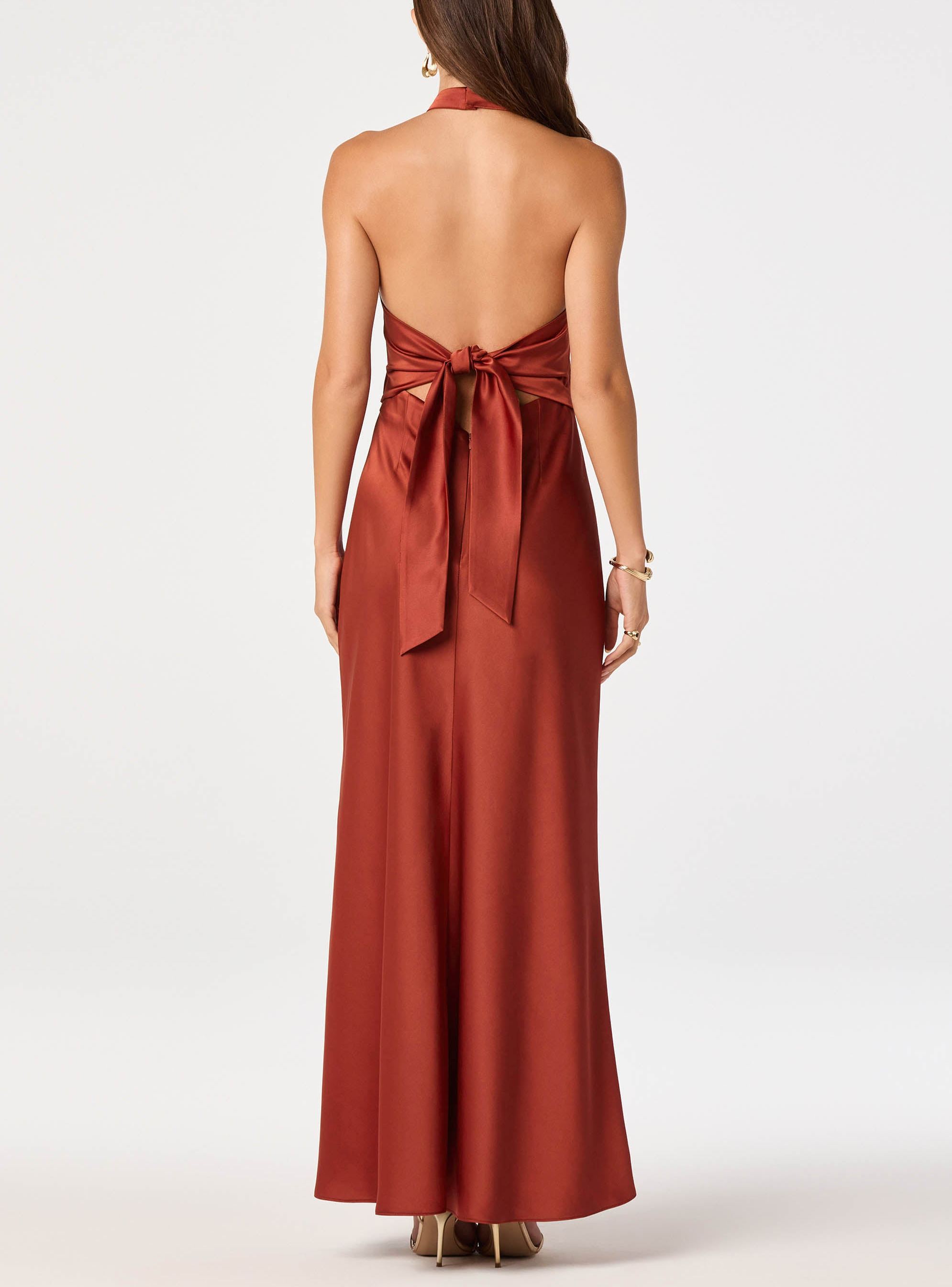 Satin Halter Maxi Dress