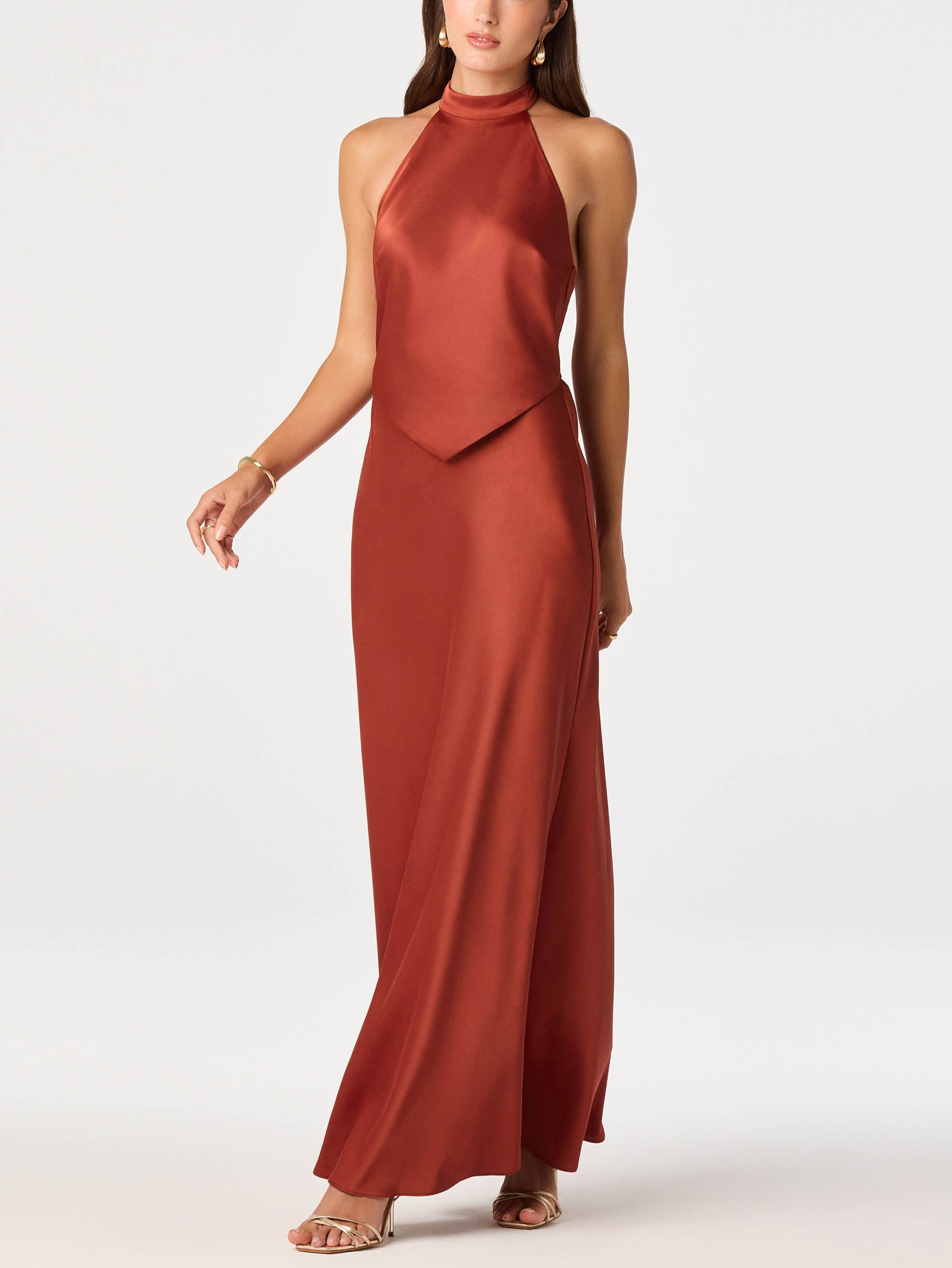 Satin Halter Maxi Dress