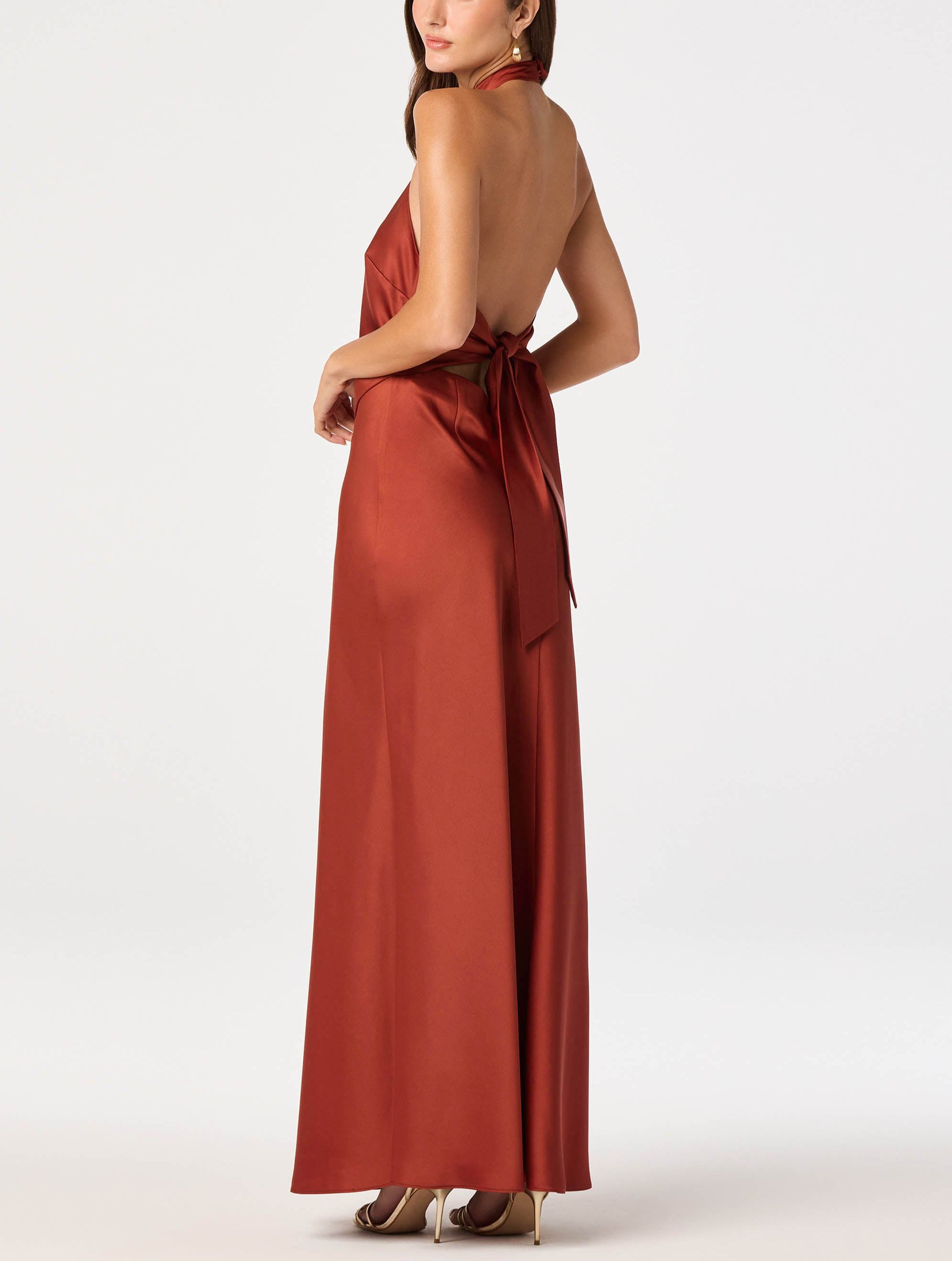 Satin Halter Maxi Dress