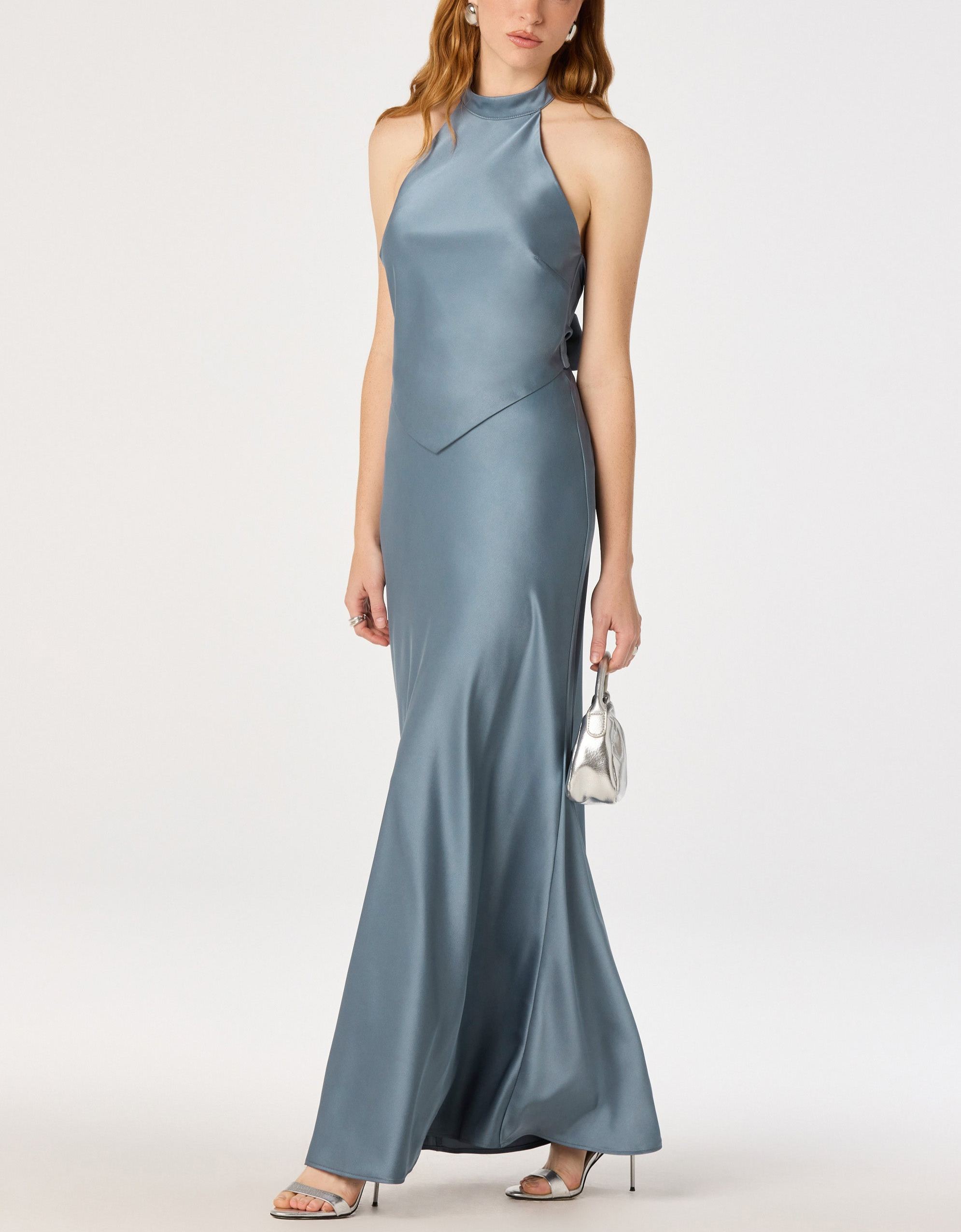 Satin Halter Maxi Dress