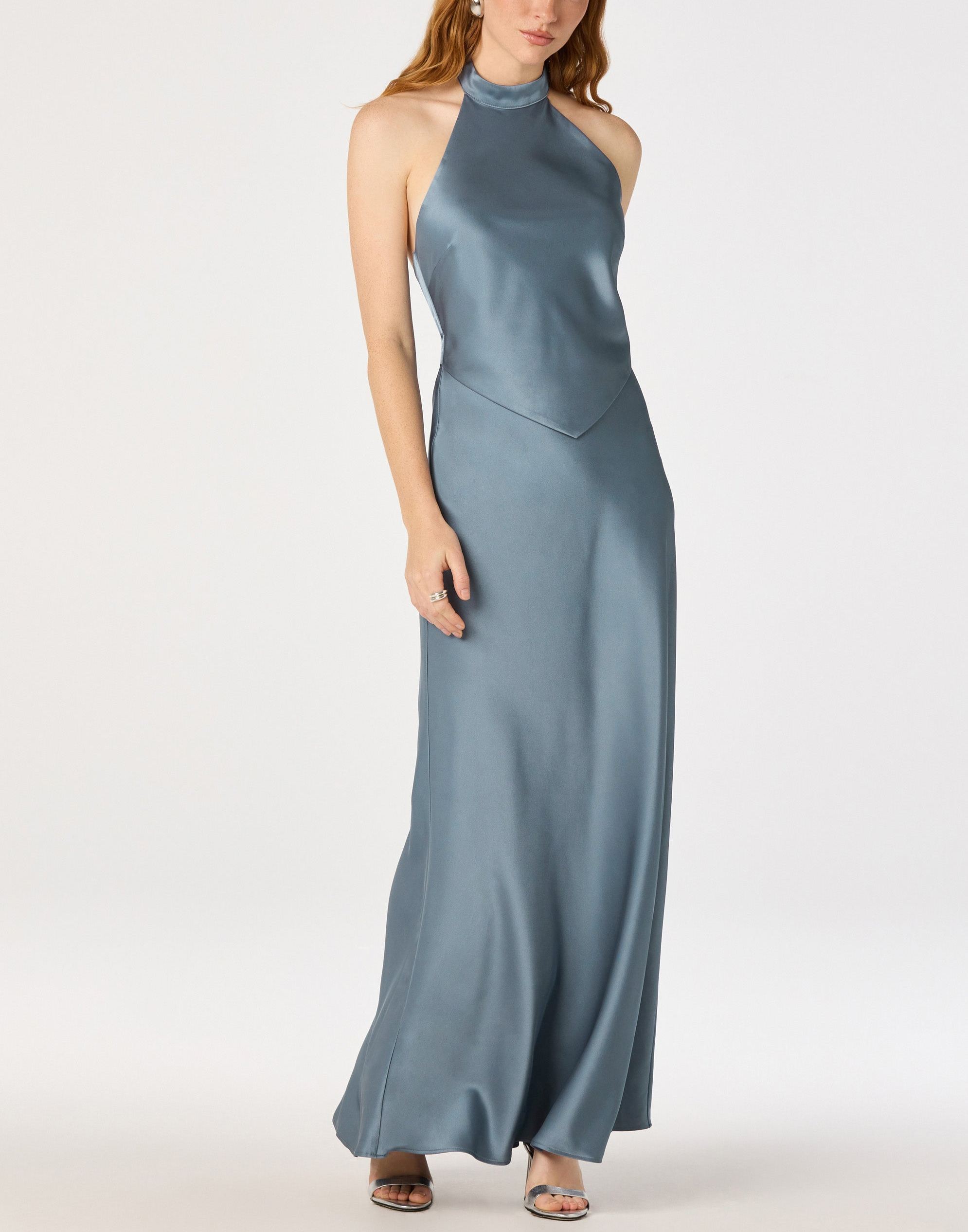 Satin Halter Maxi Dress