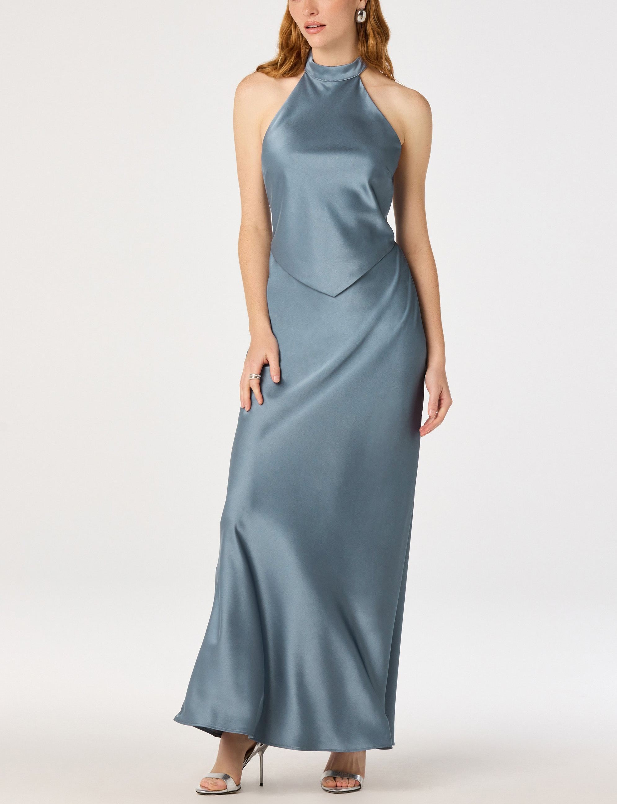 Satin Halter Maxi Dress