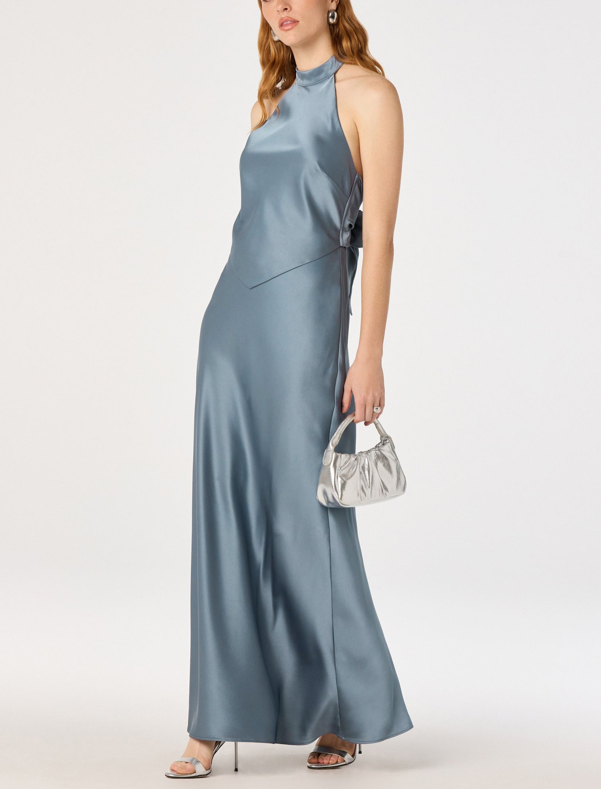 Satin Halter Maxi Dress