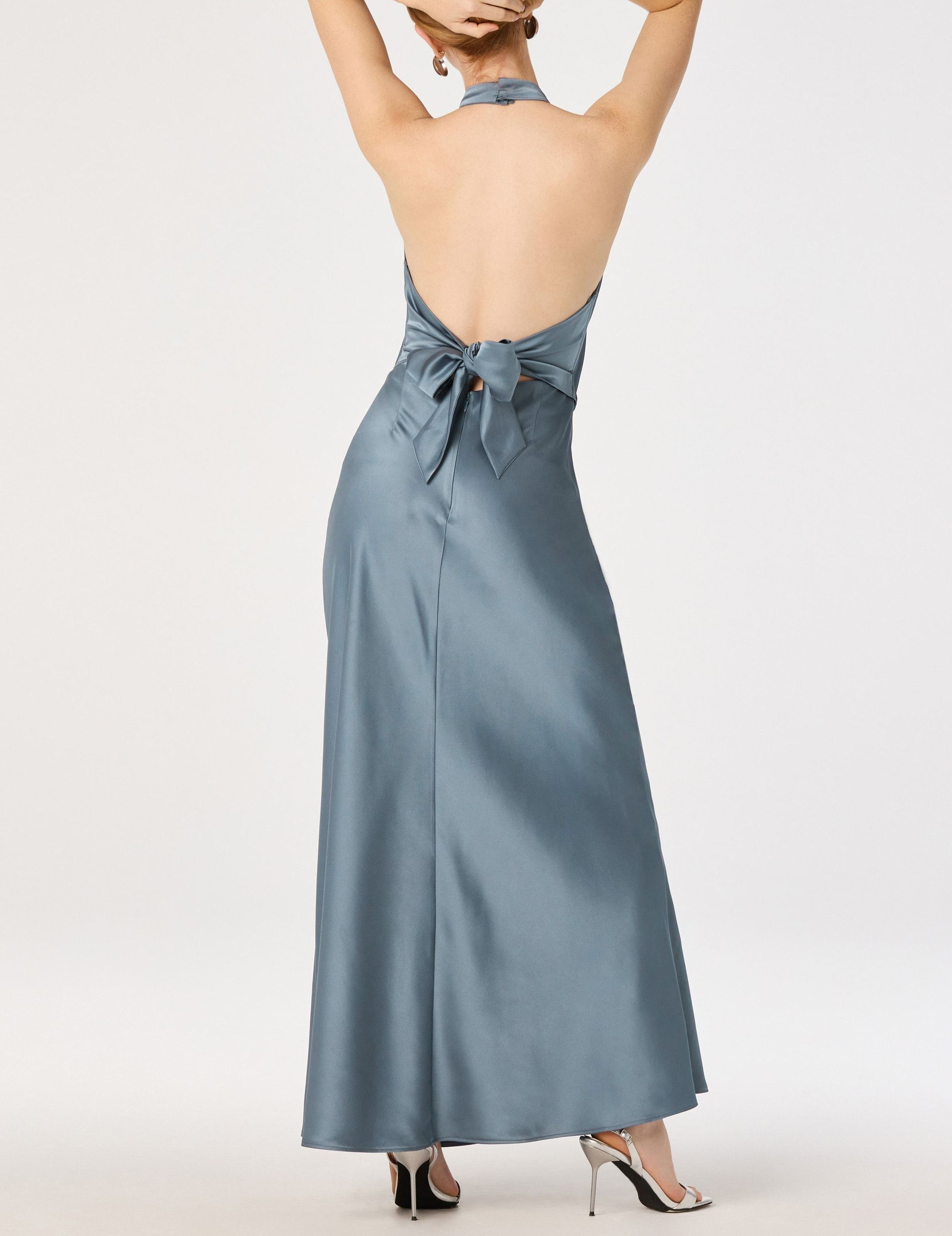 Satin Halter Maxi Dress