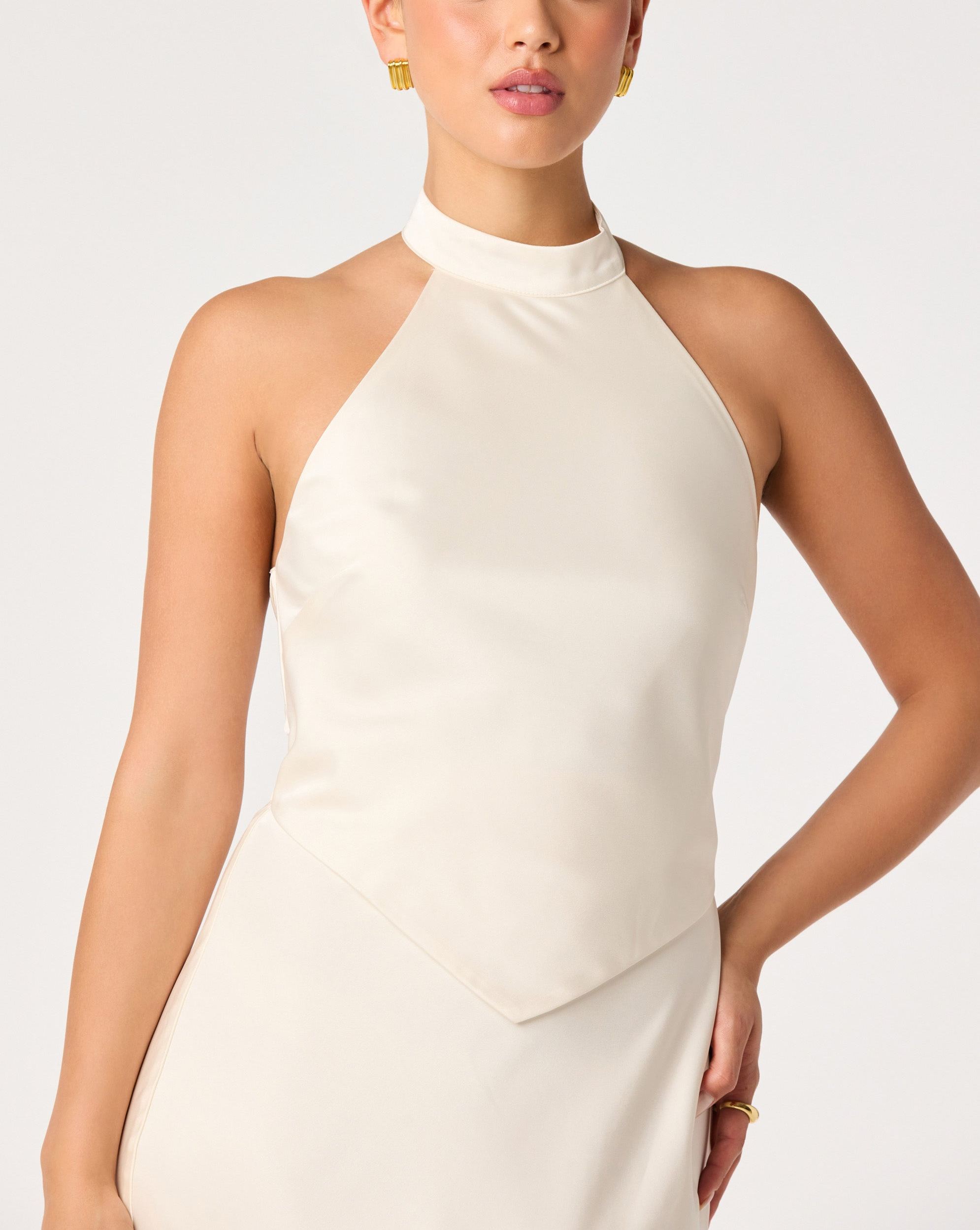 Satin Halter Maxi Dress