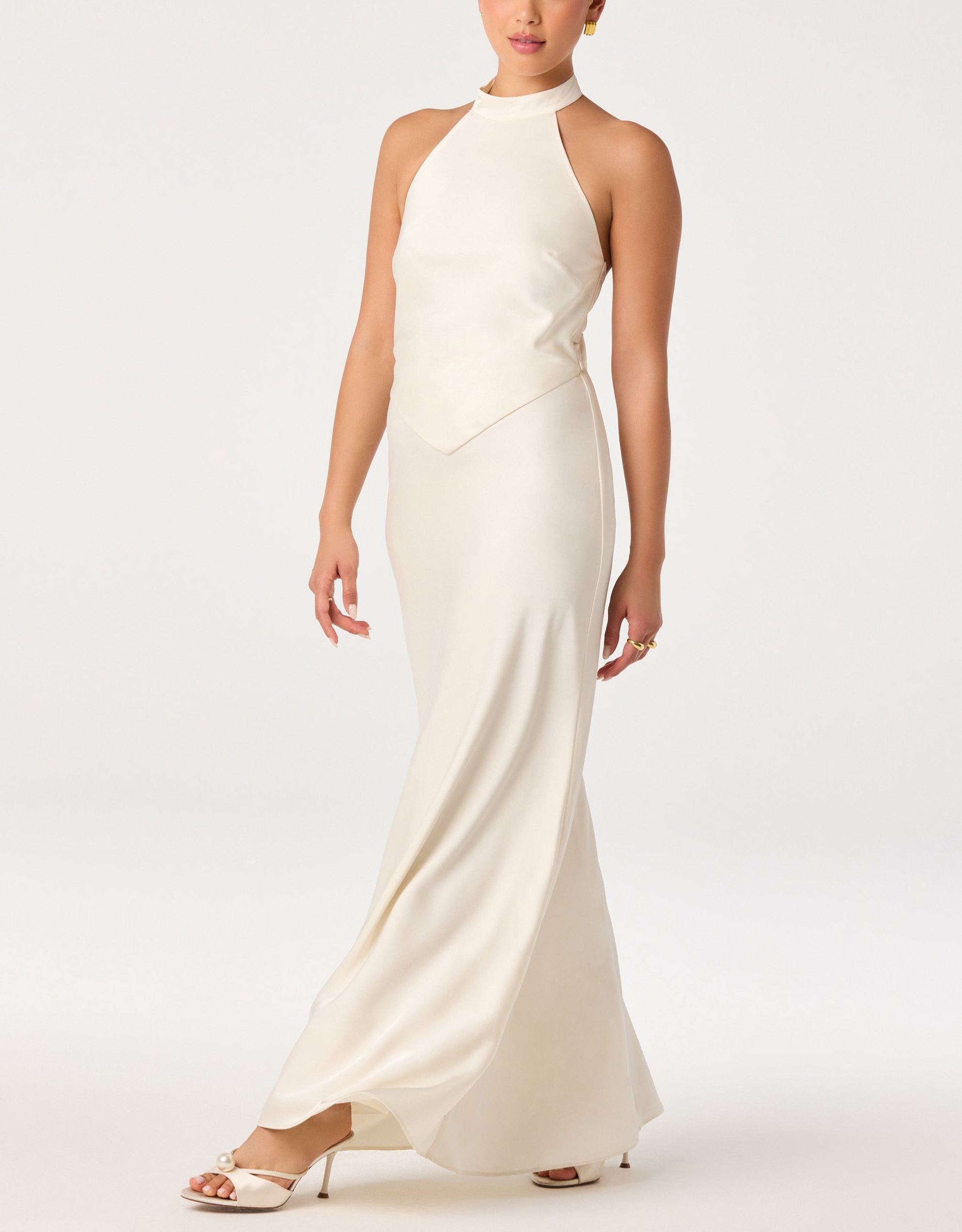 Satin Halter Maxi Dress