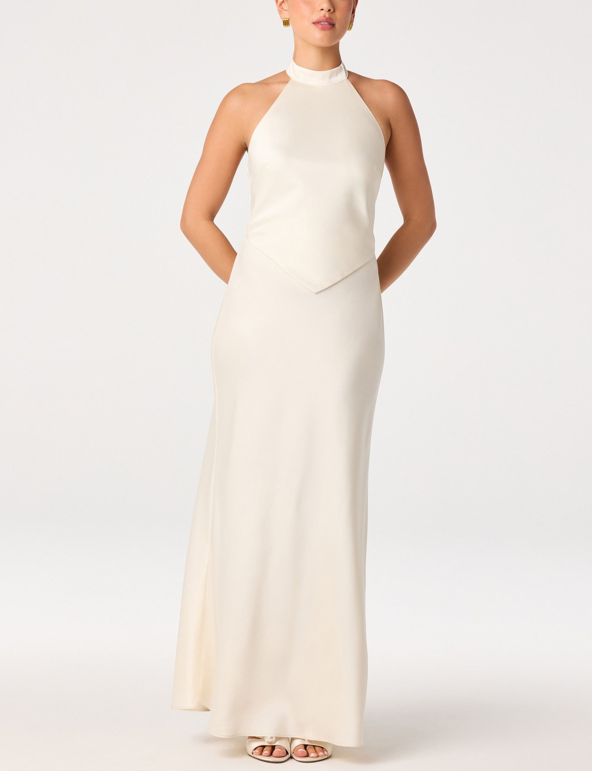 Satin Halter Maxi Dress
