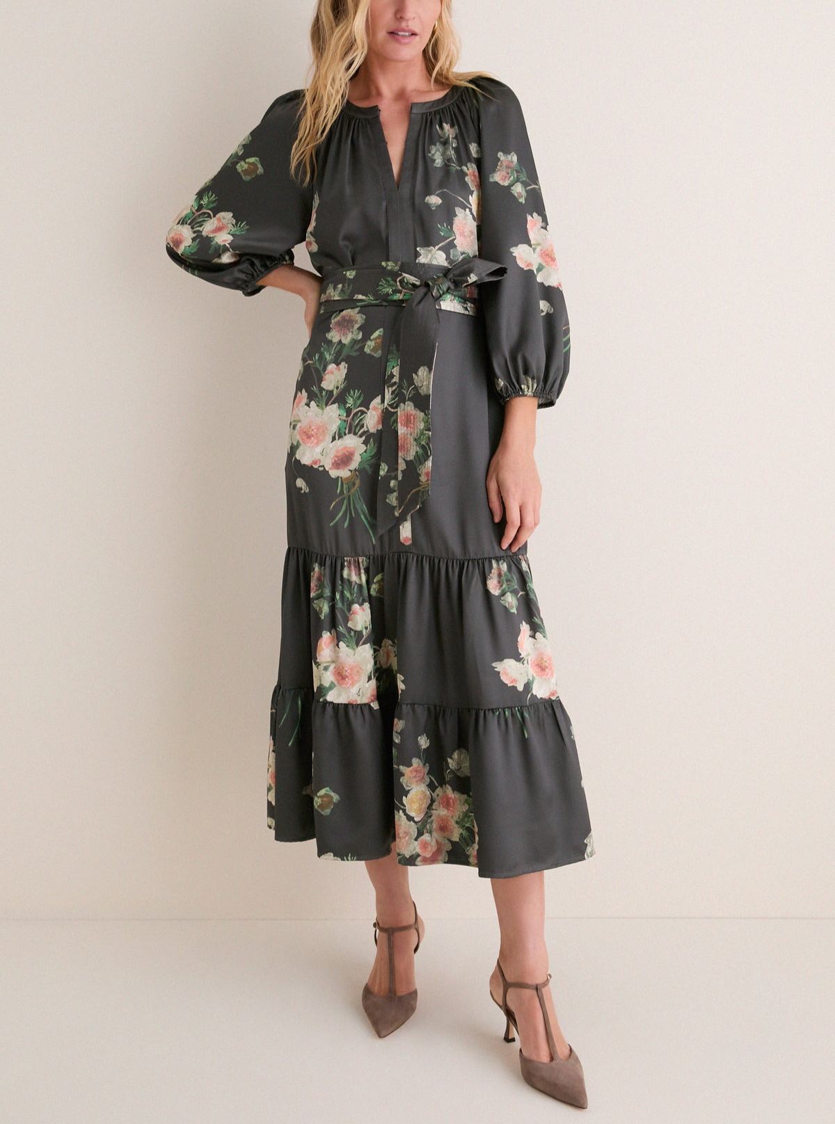 Onyx Rose Hammered Satin Lyles Dress