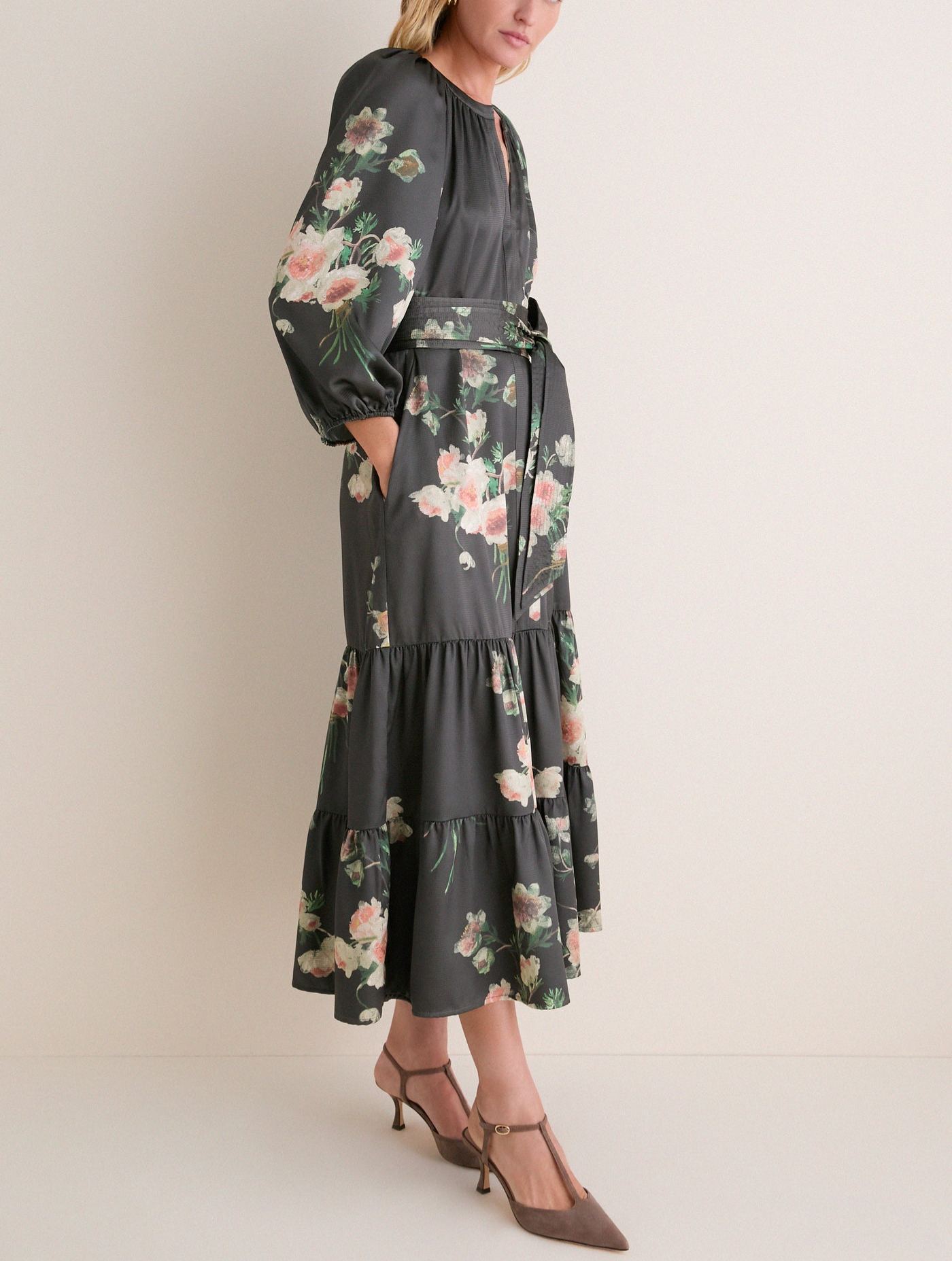 Onyx Rose Hammered Satin Lyles Dress