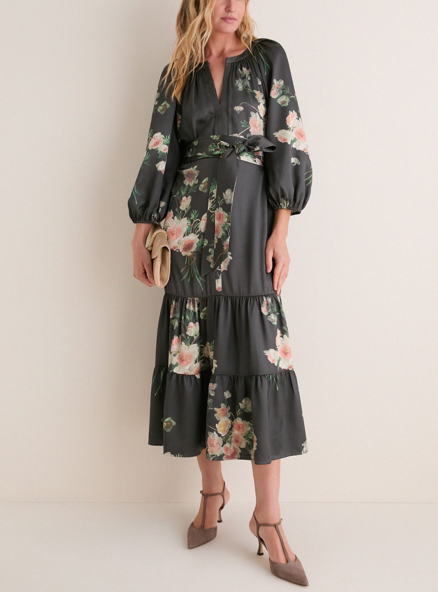 Onyx Rose Hammered Satin Lyles Dress