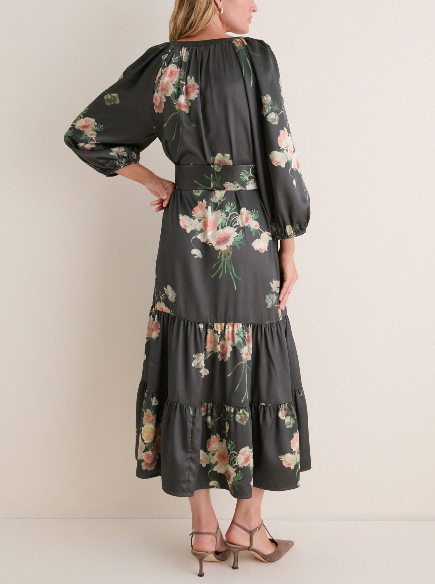 Onyx Rose Hammered Satin Lyles Dress