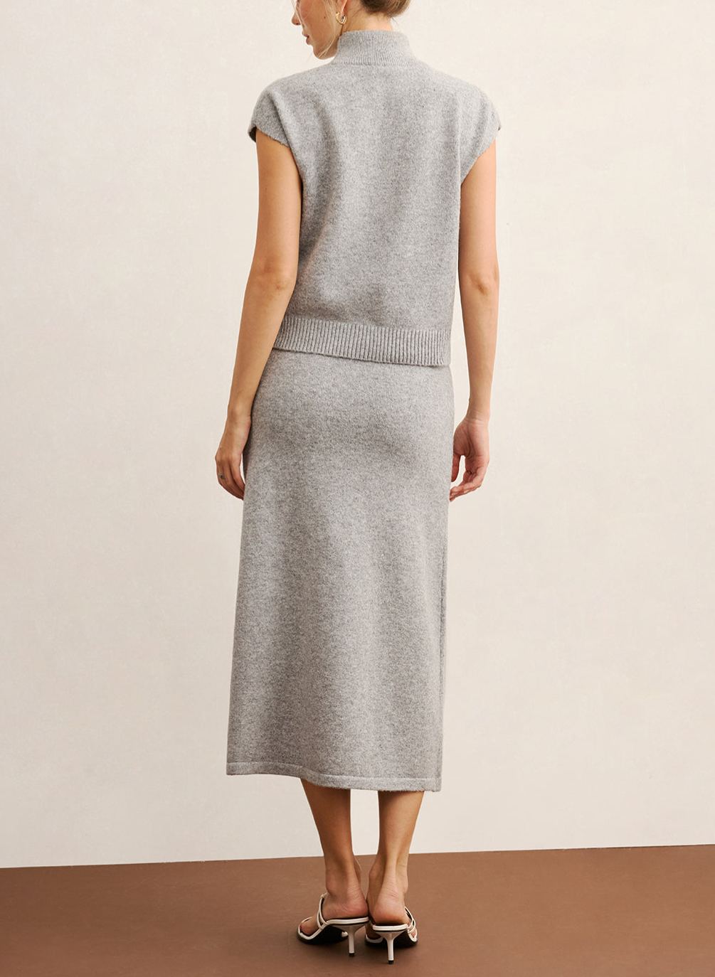 Mock Neck Knit Top & Midi Skirt Set