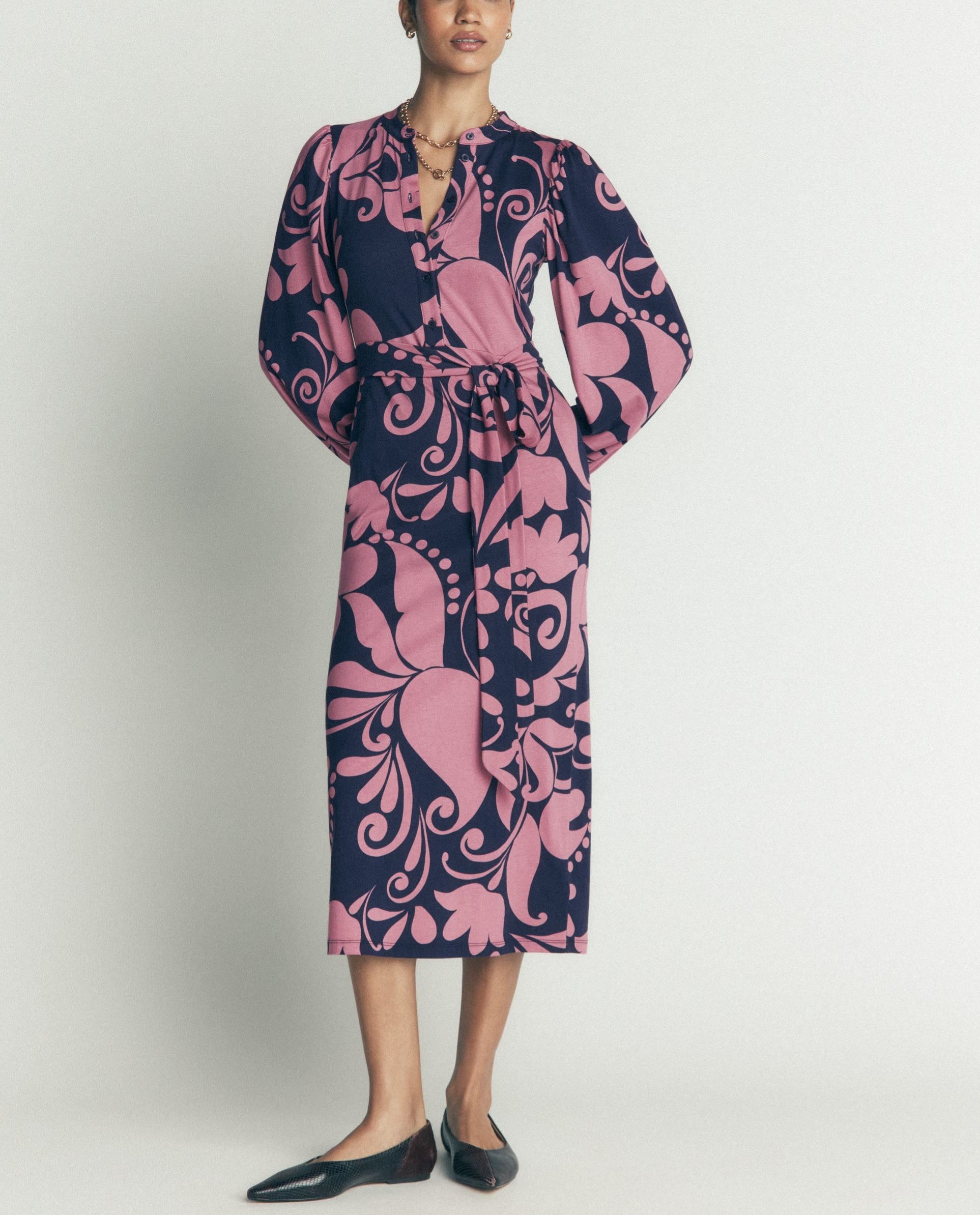 Belted Jersey Midi Dress