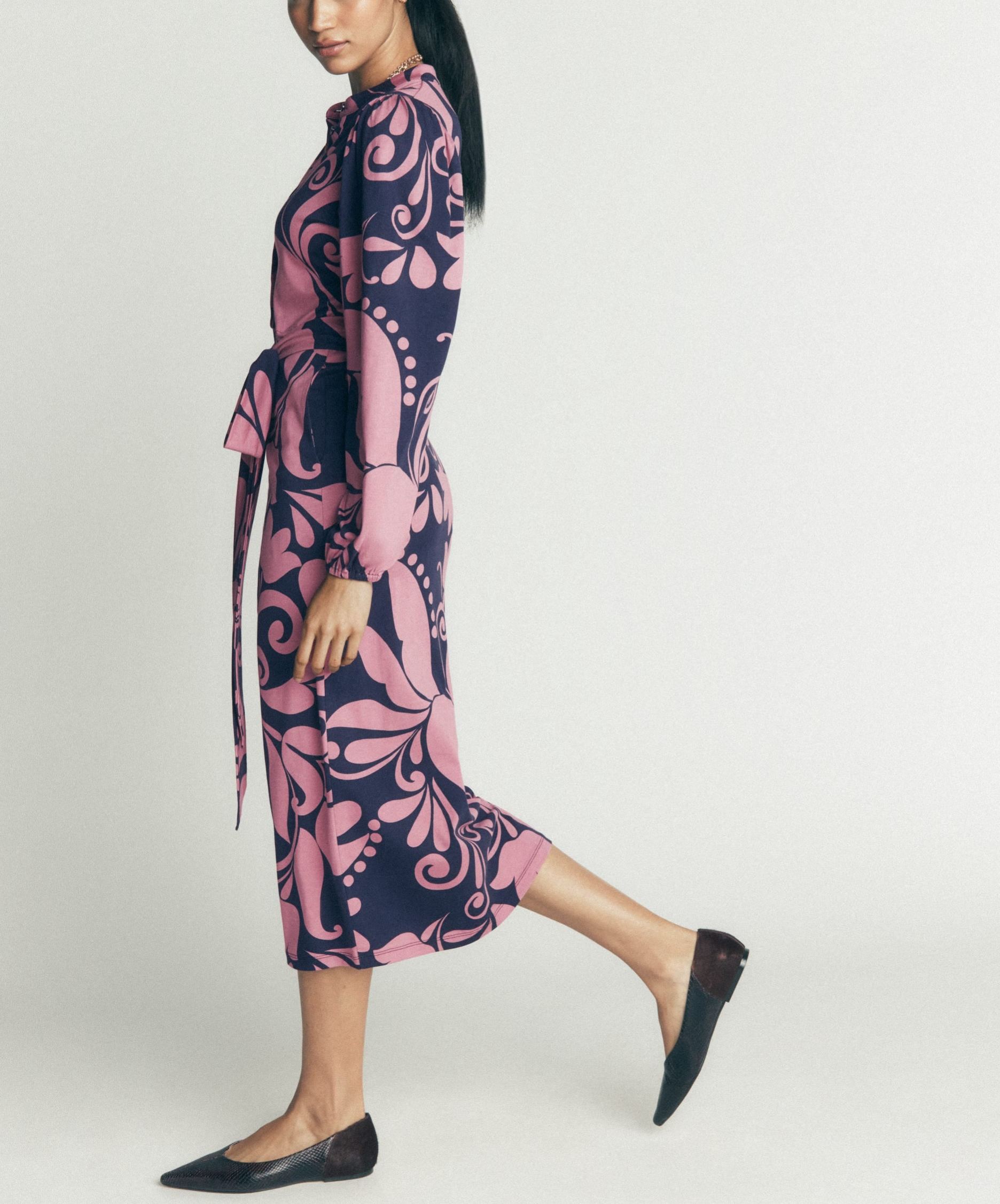 Belted Jersey Midi Dress