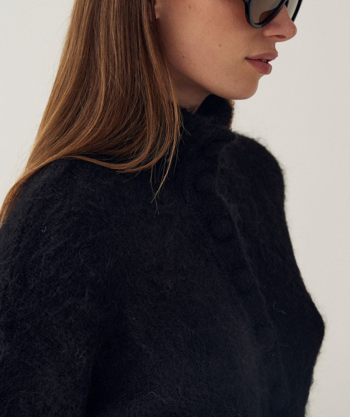 Soft Brushed High-Neck Cropped Cardigan