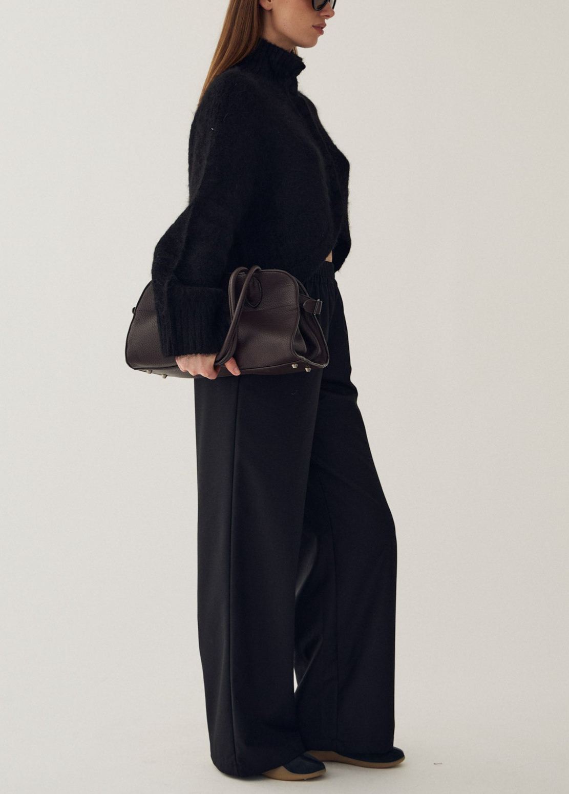 Soft Brushed High-Neck Cropped Cardigan