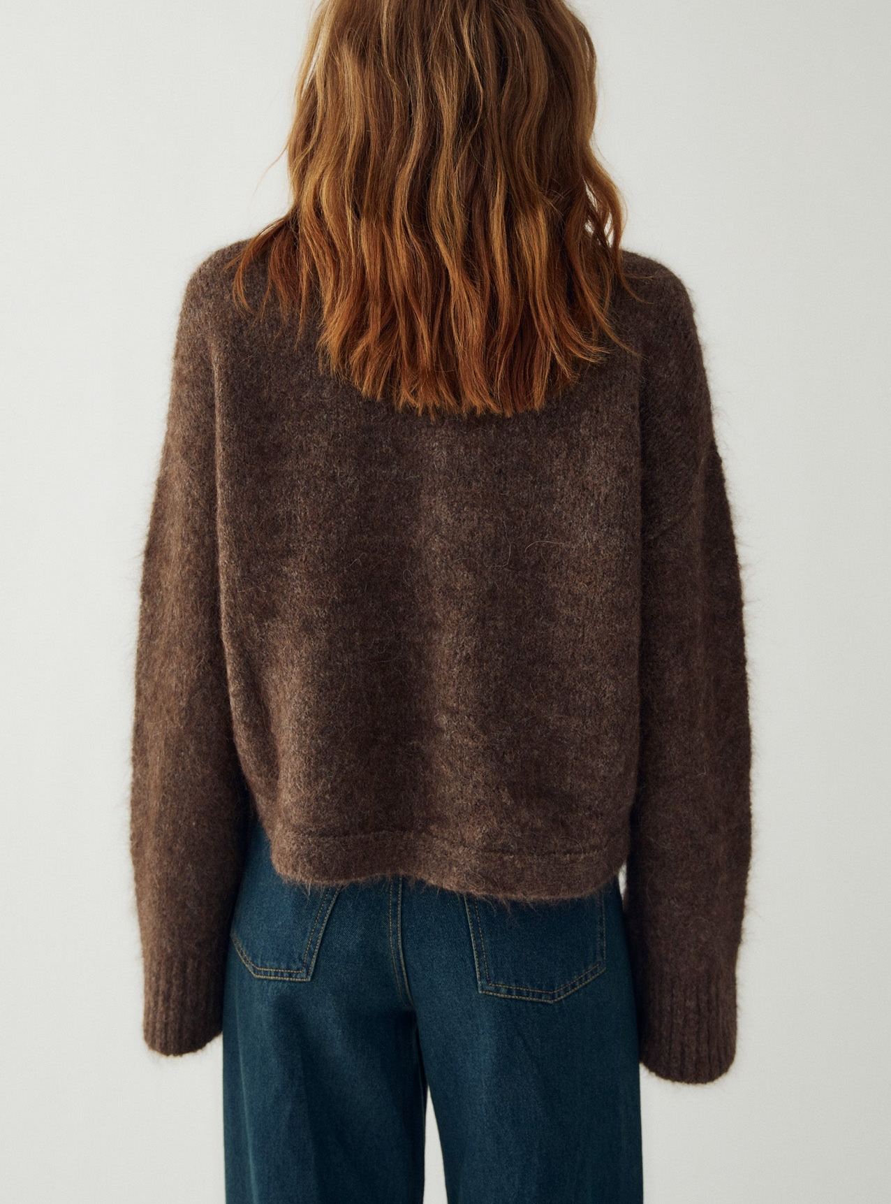 Soft Brushed High-Neck Cropped Cardigan