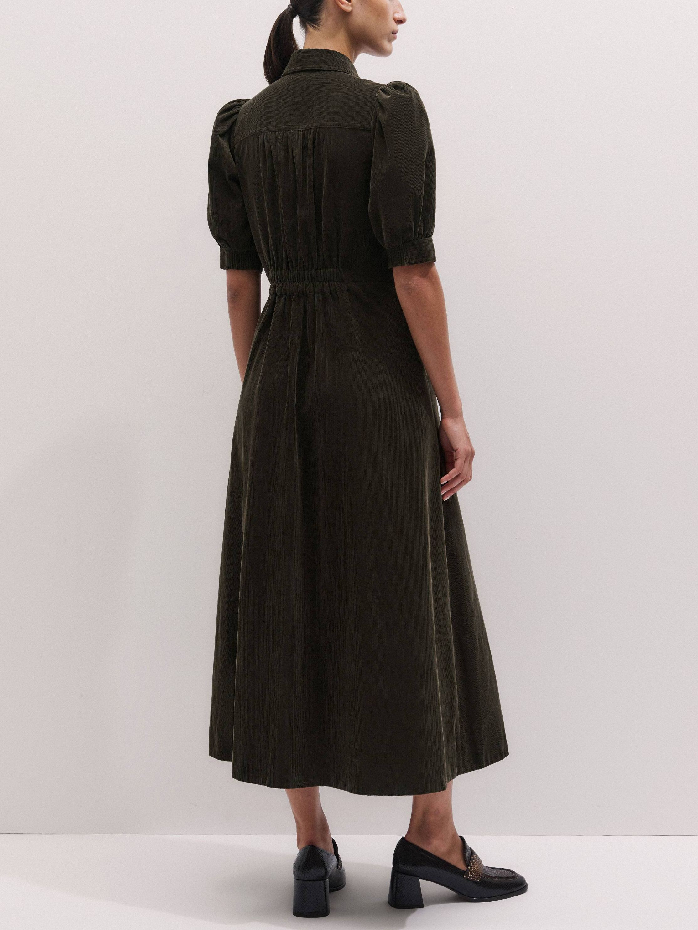 Elodie Corduroy Belted Midi Dress