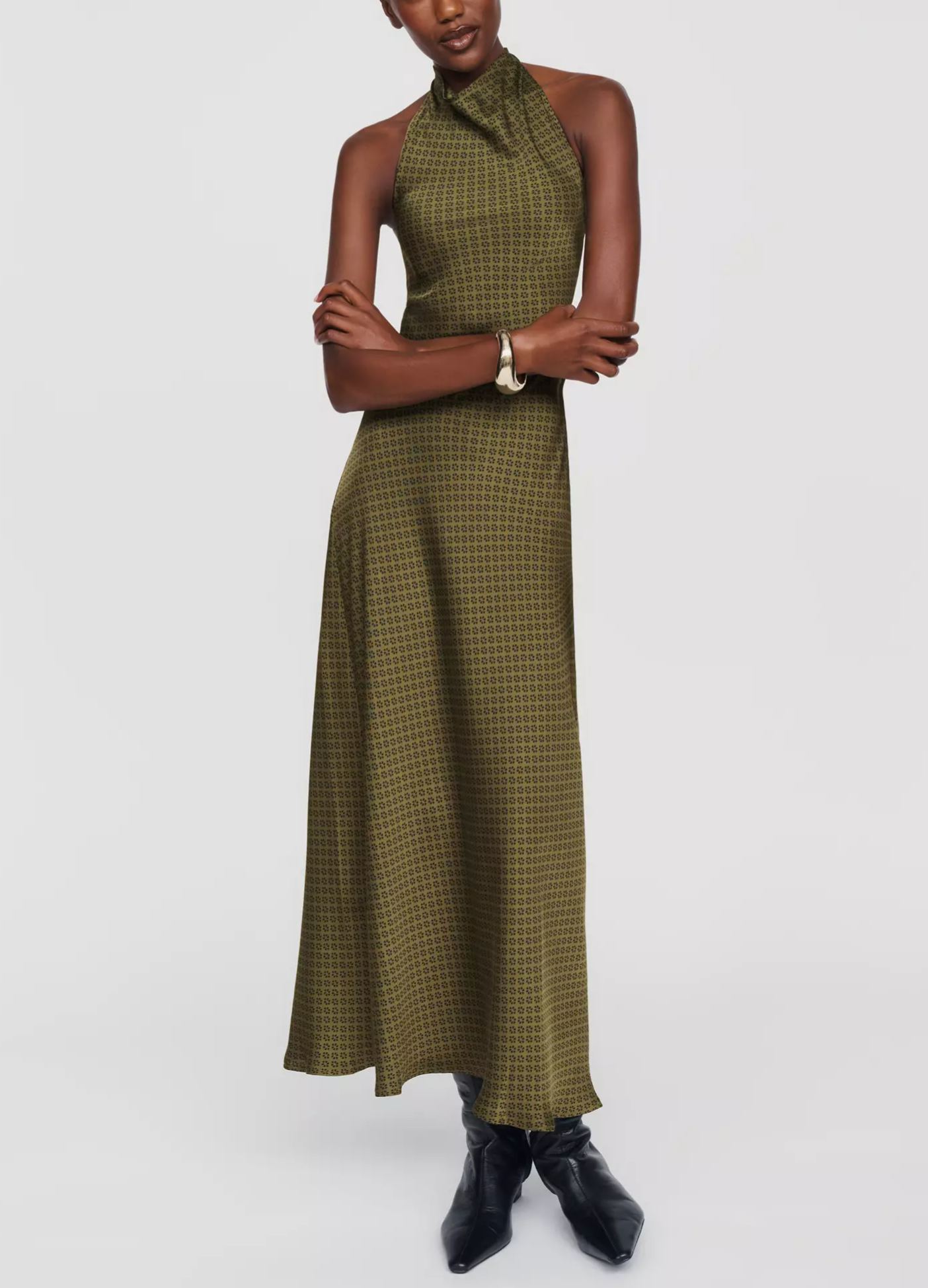 Jamie Satin Halter Midi Dress