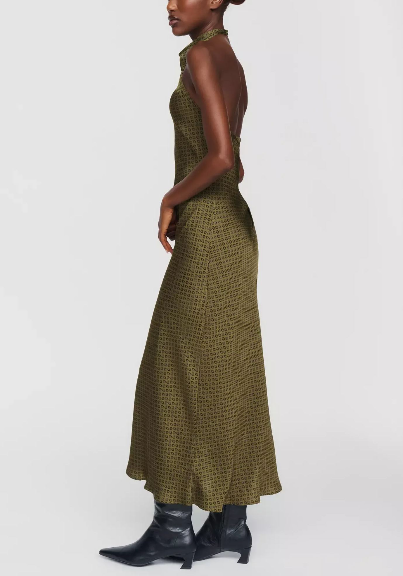 Jamie Satin Halter Midi Dress