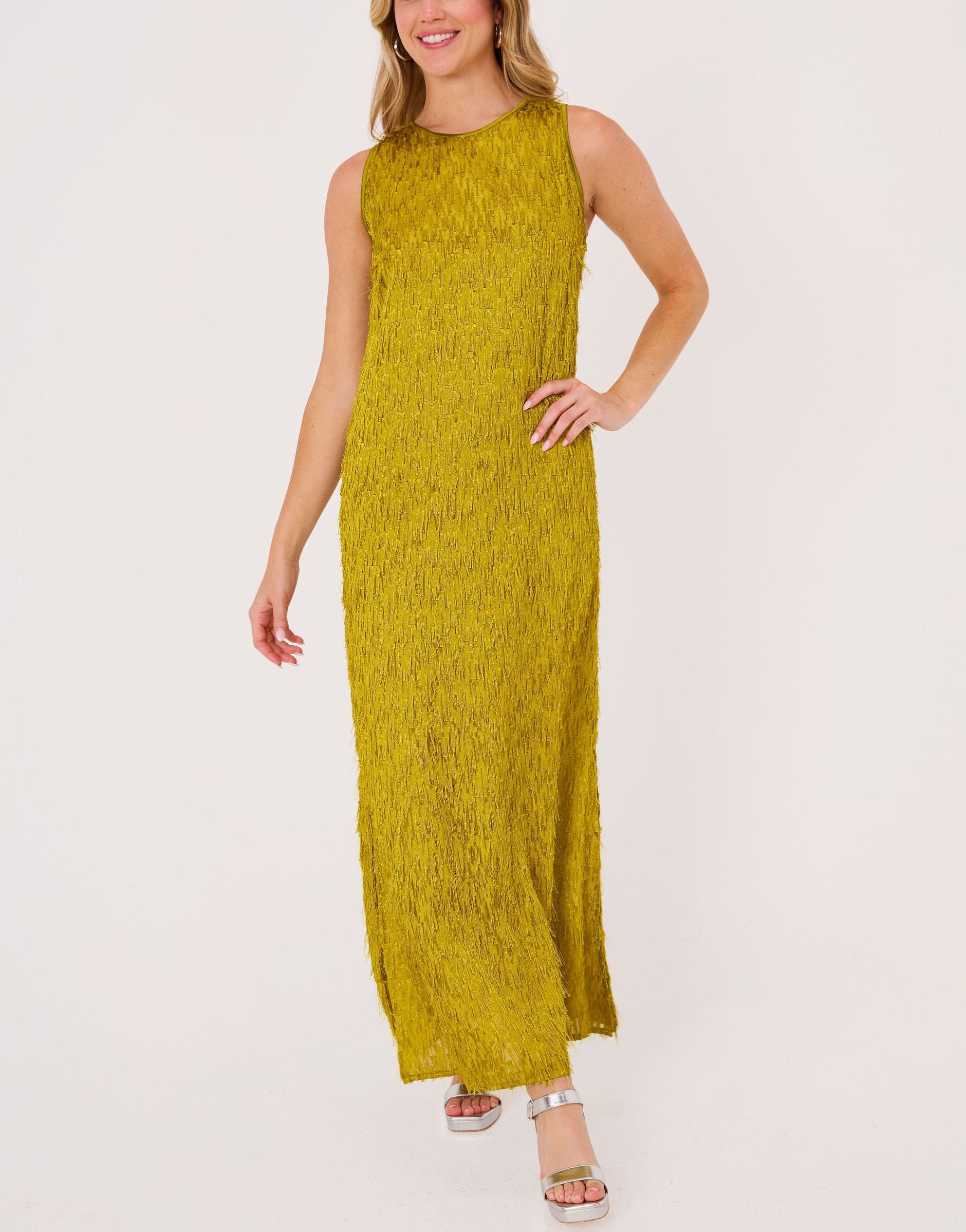 Hannah Jewel Neckline Jacquard Shift Dress