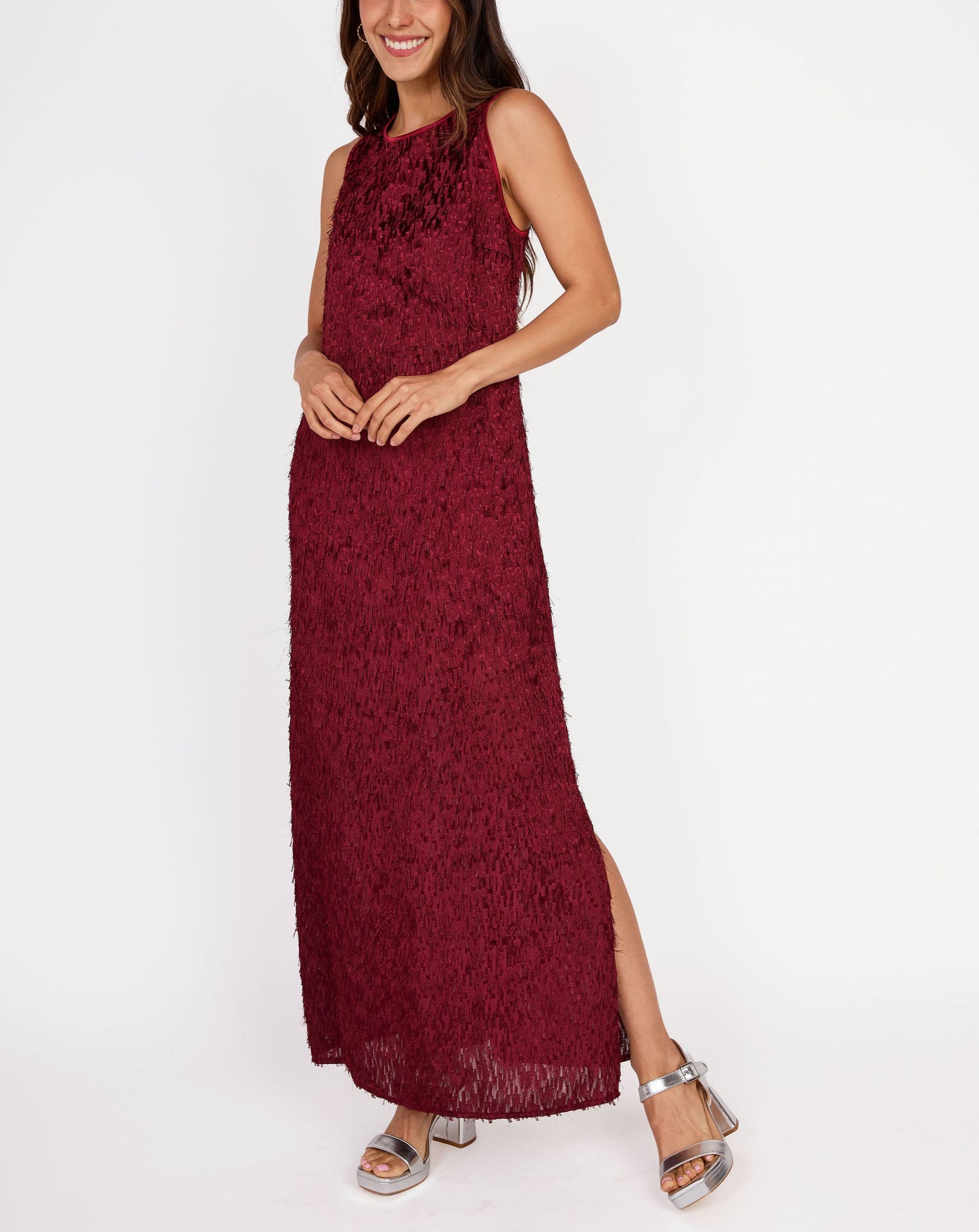 Hannah Jewel Neckline Jacquard Shift Dress