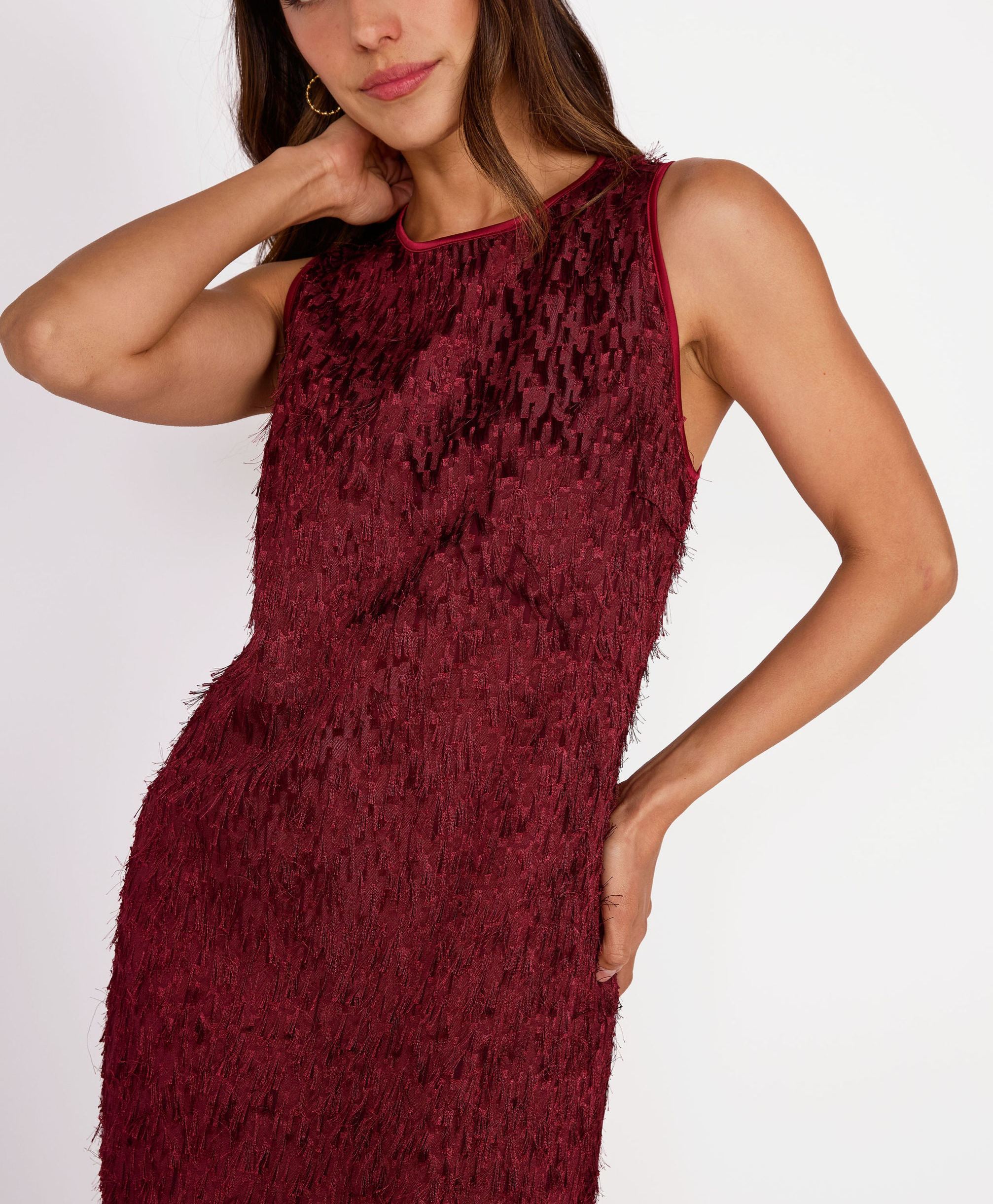 Hannah Jewel Neckline Jacquard Shift Dress