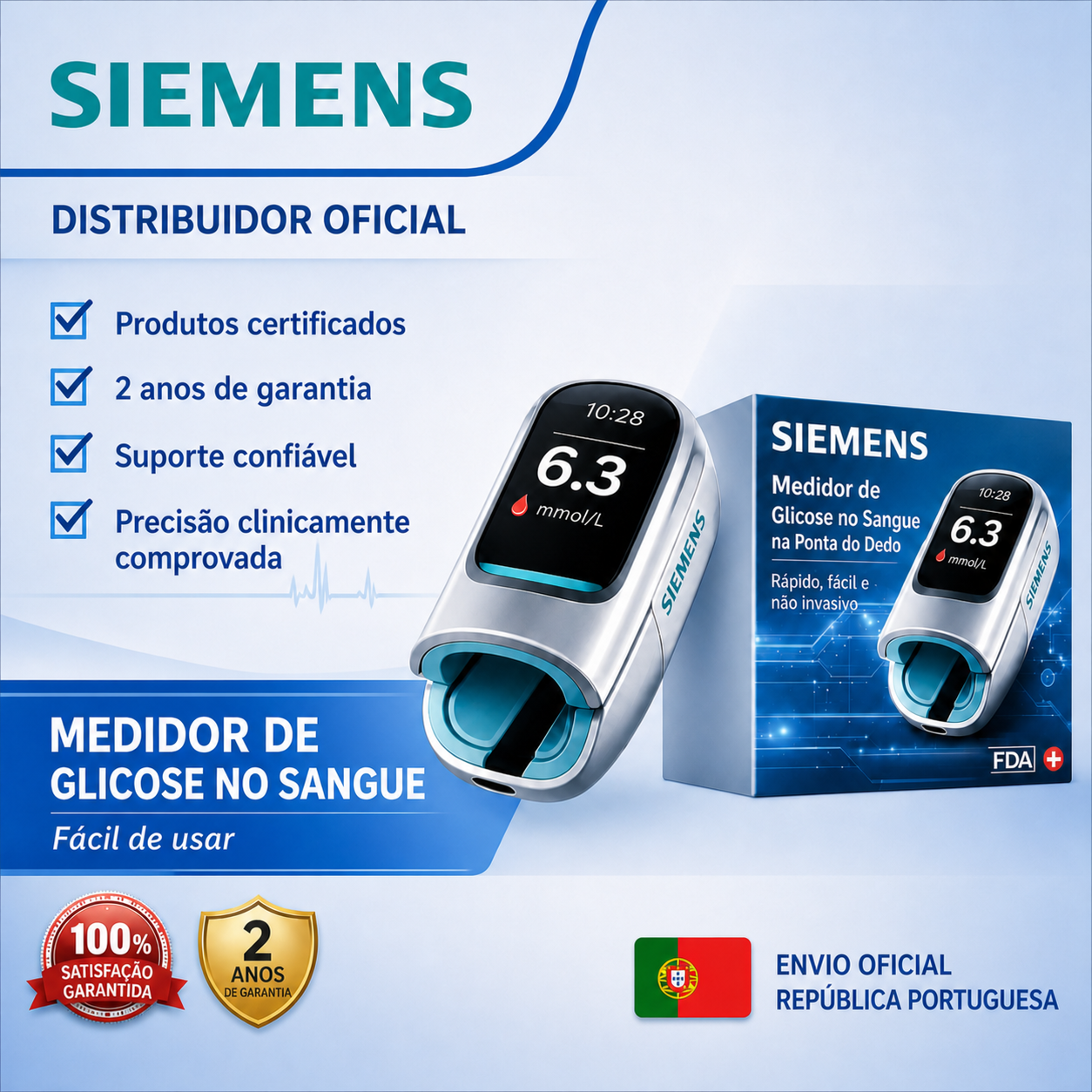 🔥 Glicosímetro Inteligente Não Invasivo Siemens™ – Medição de Glicose Indolor, Sem Agulhas e Rápida em Casa 🔥