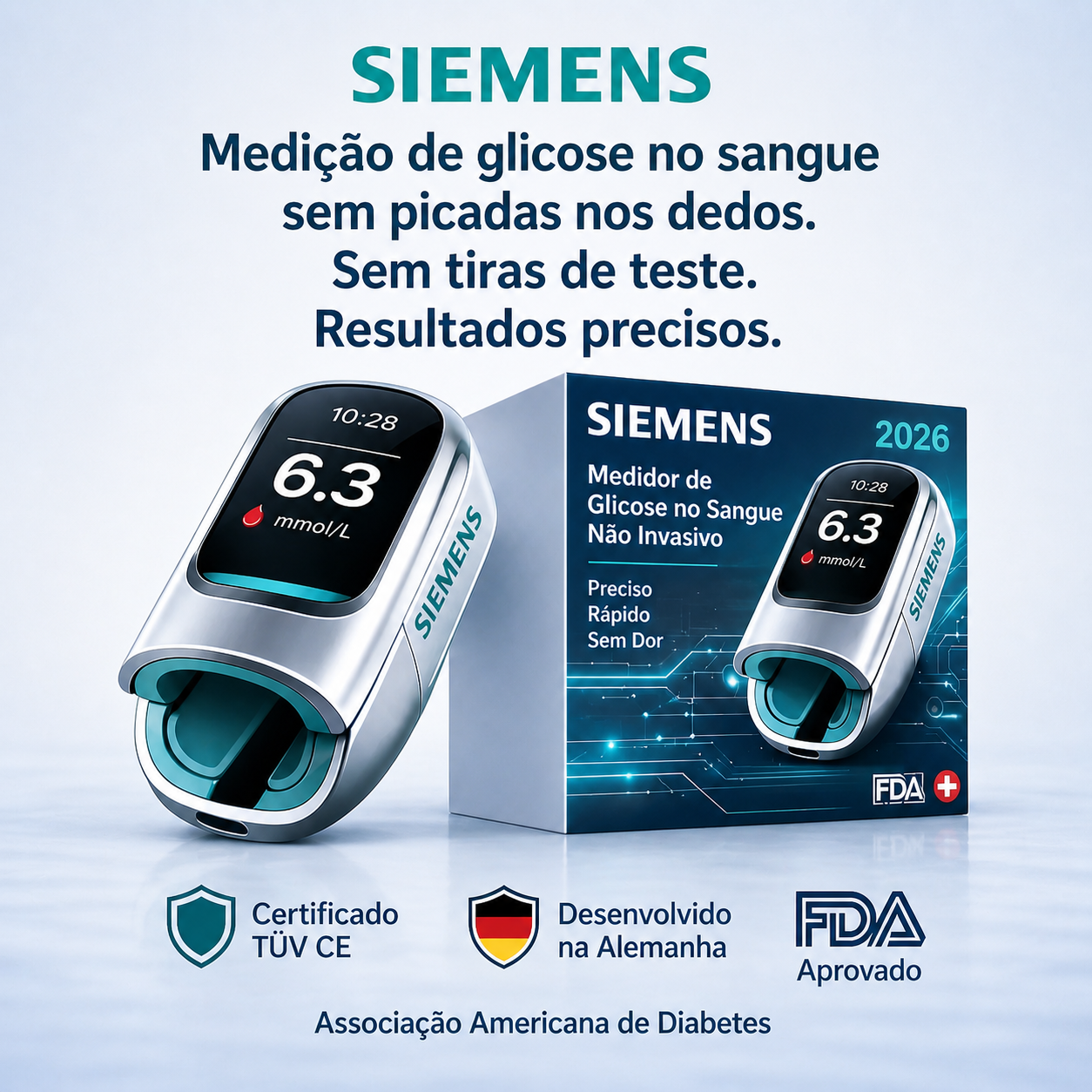 🔥 Glicosímetro Inteligente Não Invasivo Siemens™ – Medição de Glicose Indolor, Sem Agulhas e Rápida em Casa 🔥