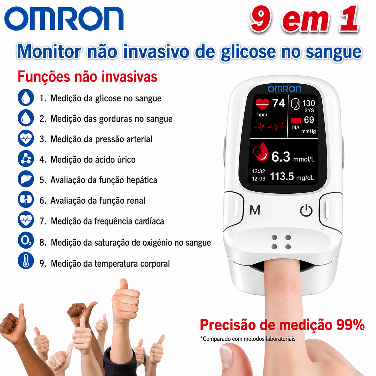 Medição fácil e sem agulhas em casa – para uma utilização segura e confortável
