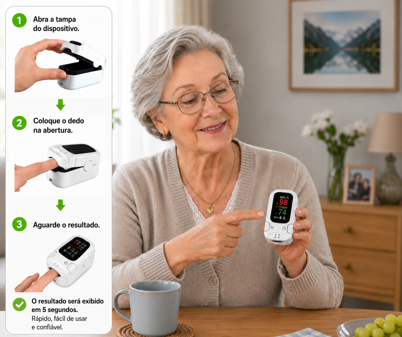 Medição fácil e sem agulhas em casa – para uma utilização segura e confortável