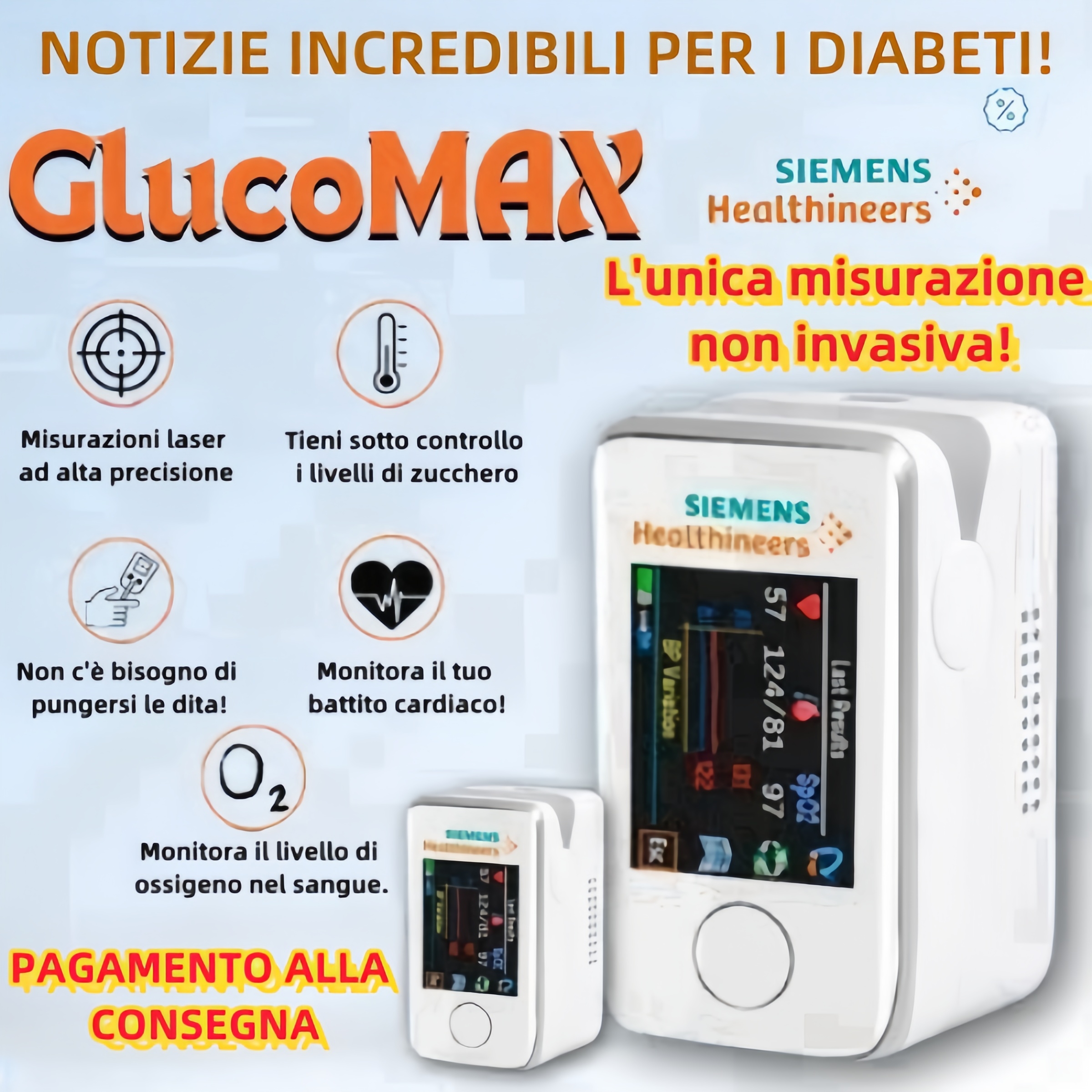 Medidor de glicose no sangue multifuncional portátil não invasivo Siemens 2025🎉
