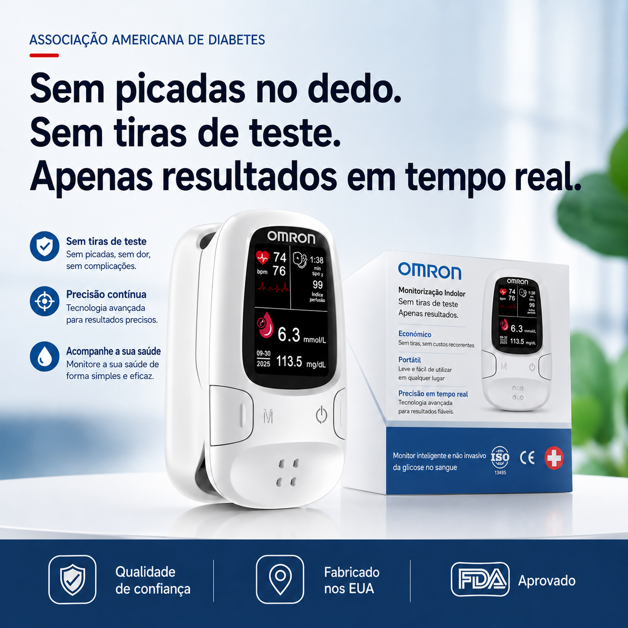 Medição fácil e sem agulhas em casa – para uma utilização segura e confortável