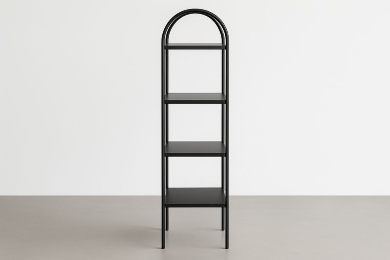 Étagère en métal noir avec 4 tablettes