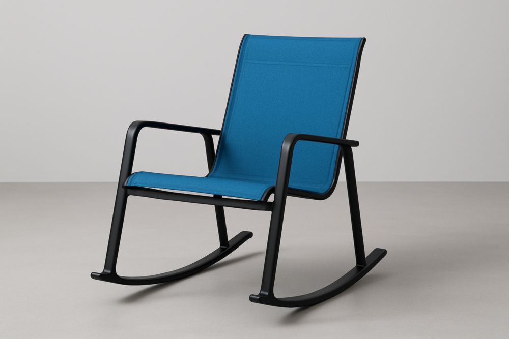 Sedia a dondolo in acciaio con tessuto in poliestere blu-Nesthavenx