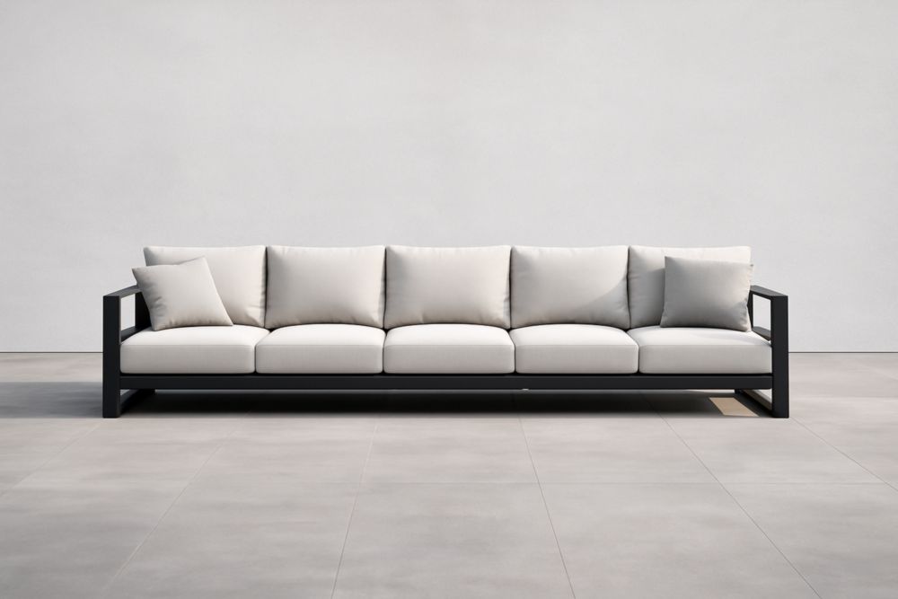 Divano modulare da giardino in alluminio con cuscini beige-Nesthavenx