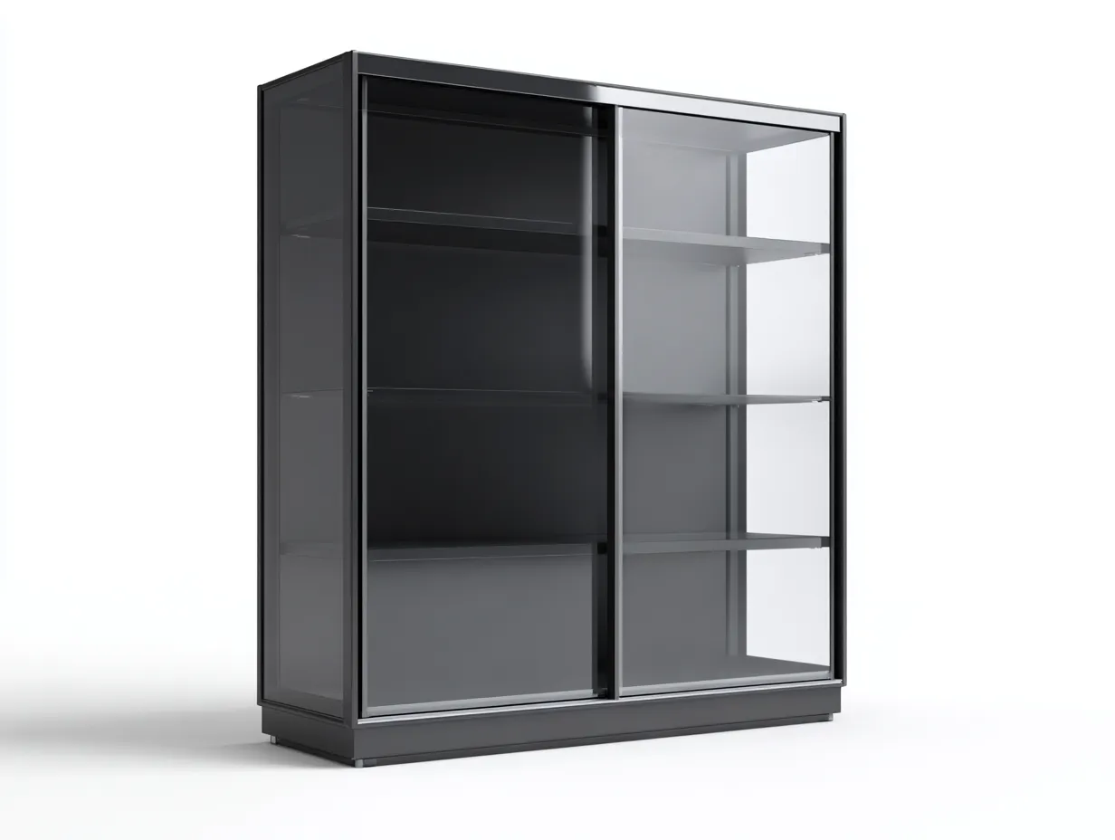 Vetrina - Vetro-Metallo - 110x42x120 cm - Nero - Design moderno-Pineuply