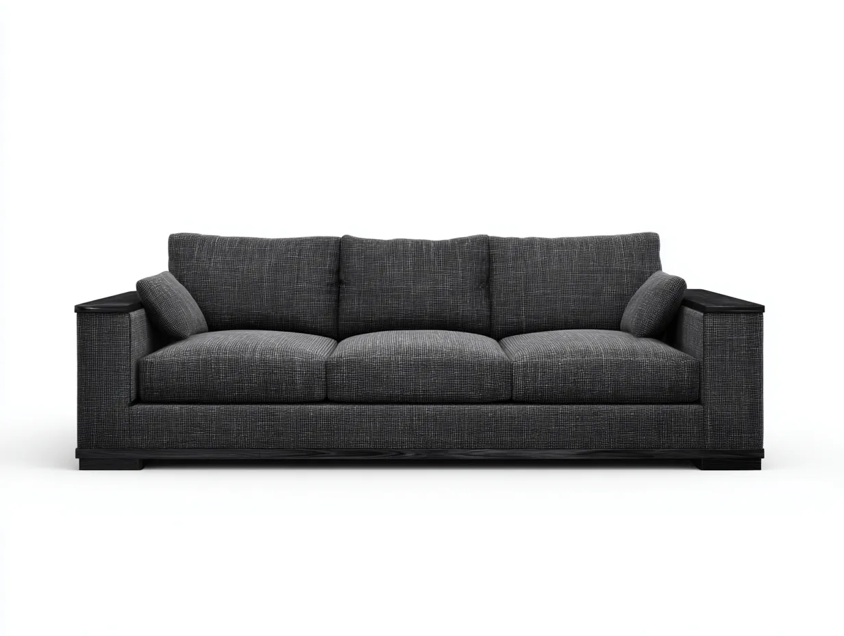 Divani a 3 posti-Tessuto-Legno-244x100x86 cm-Grigio scuro-Stile moderno-Pineuply